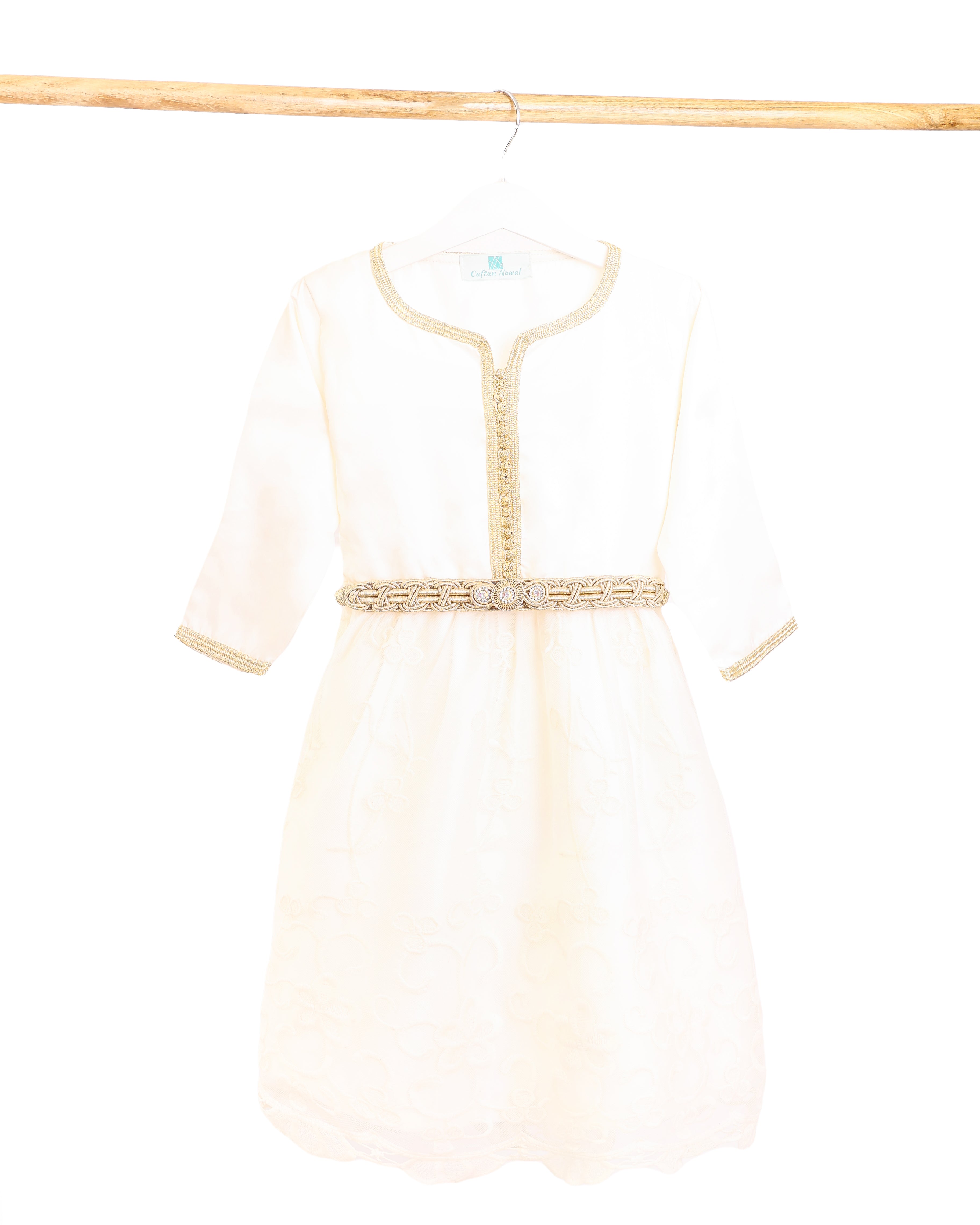 Caftan - Blanc cassé pour fille — Haute Couture Marocaine Orabeldi