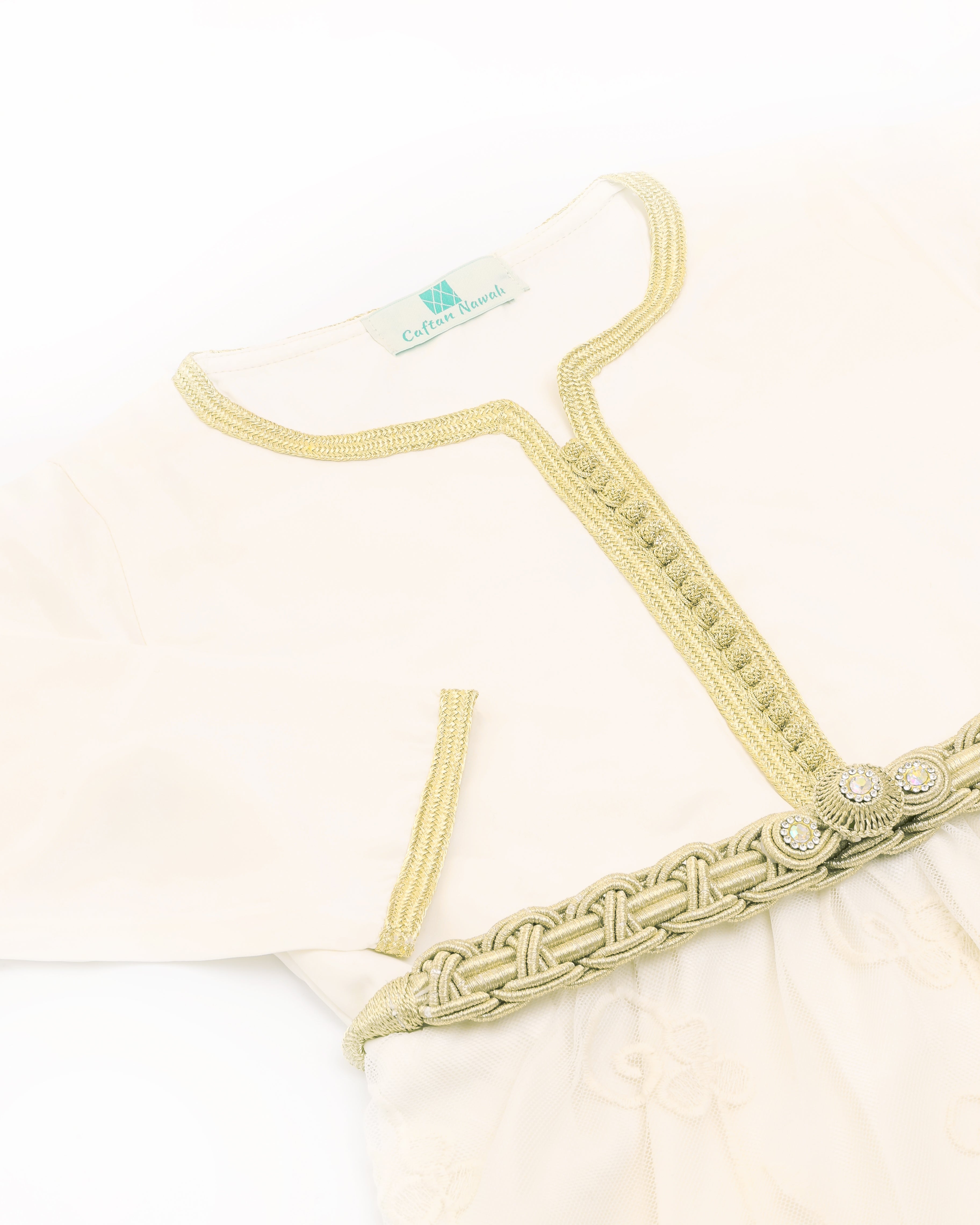 Caftan - Blanc cassé pour fille Thumbnail 2