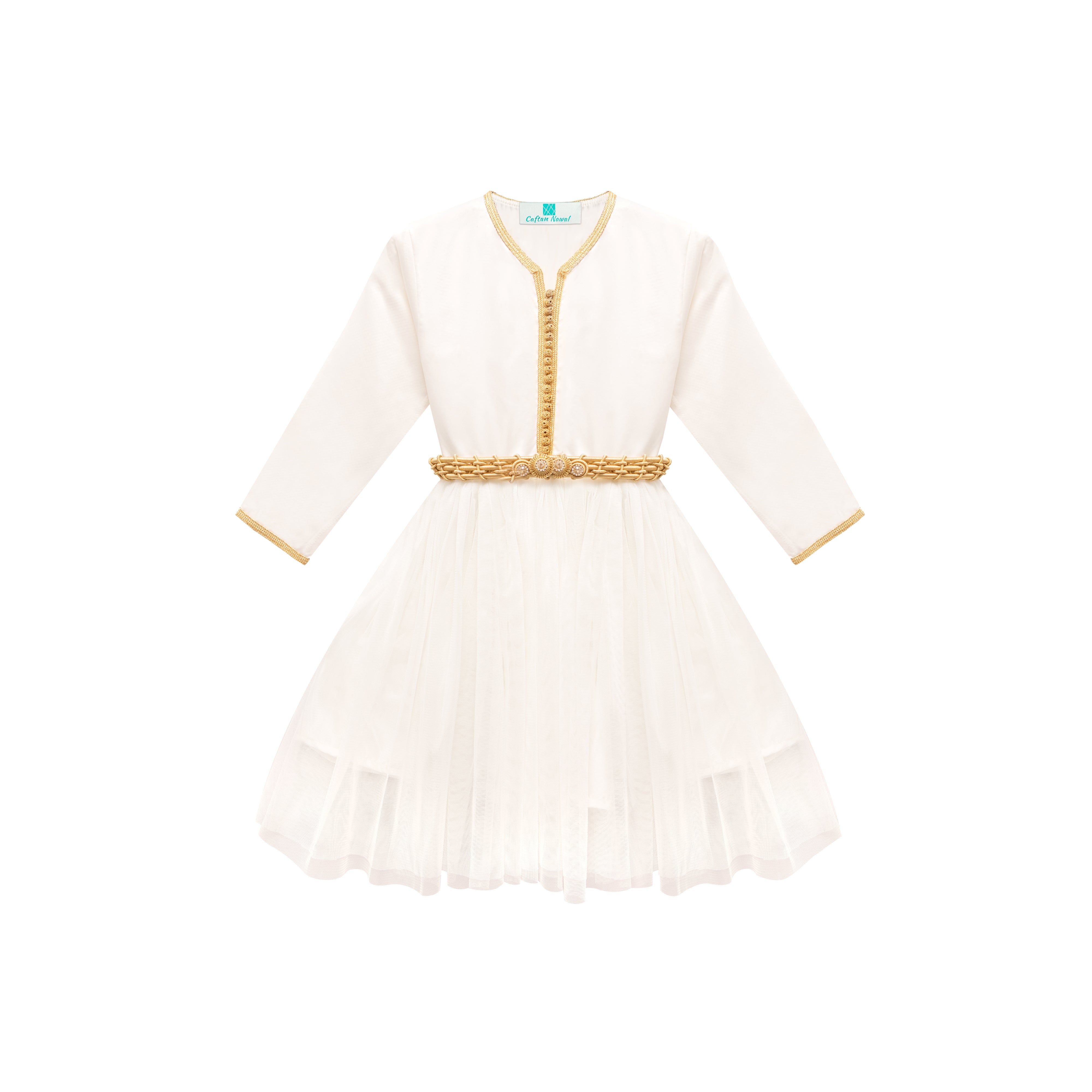 Caftan - Blanc crème pour fille Thumbnail 2