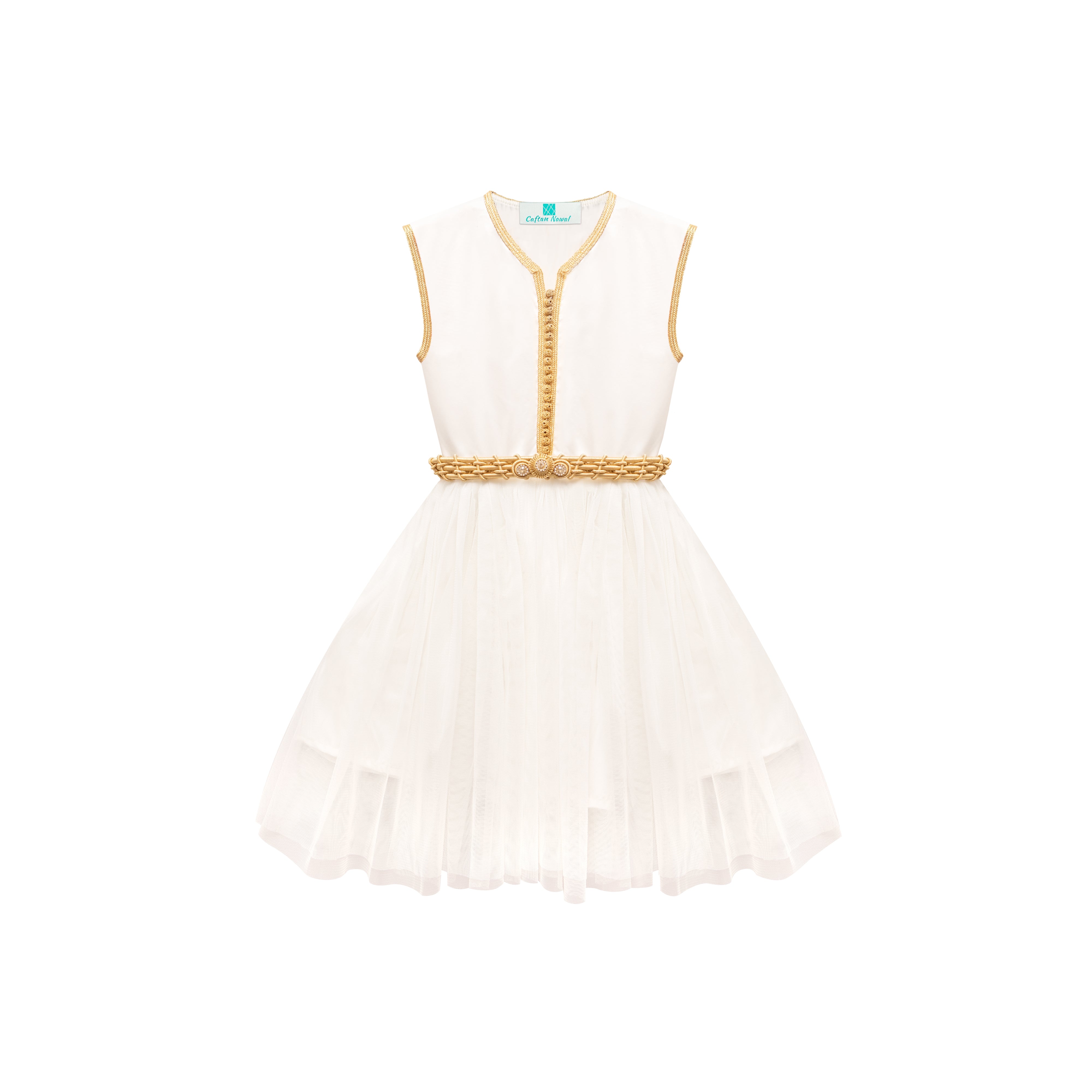 Caftan - Blanc crème pour fille Thumbnail 3