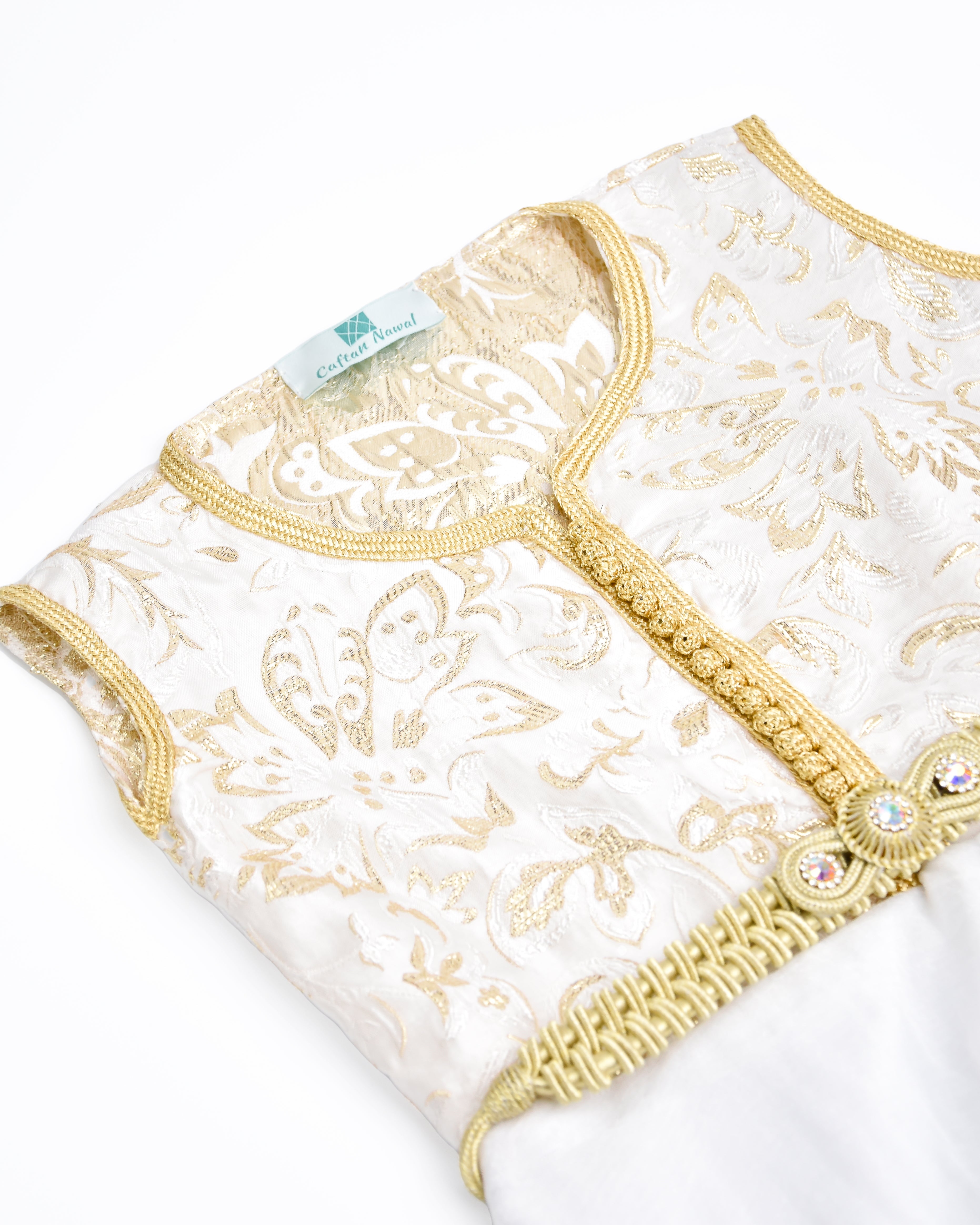 Caftan - Blanc doré pour enfant Thumbnail 2