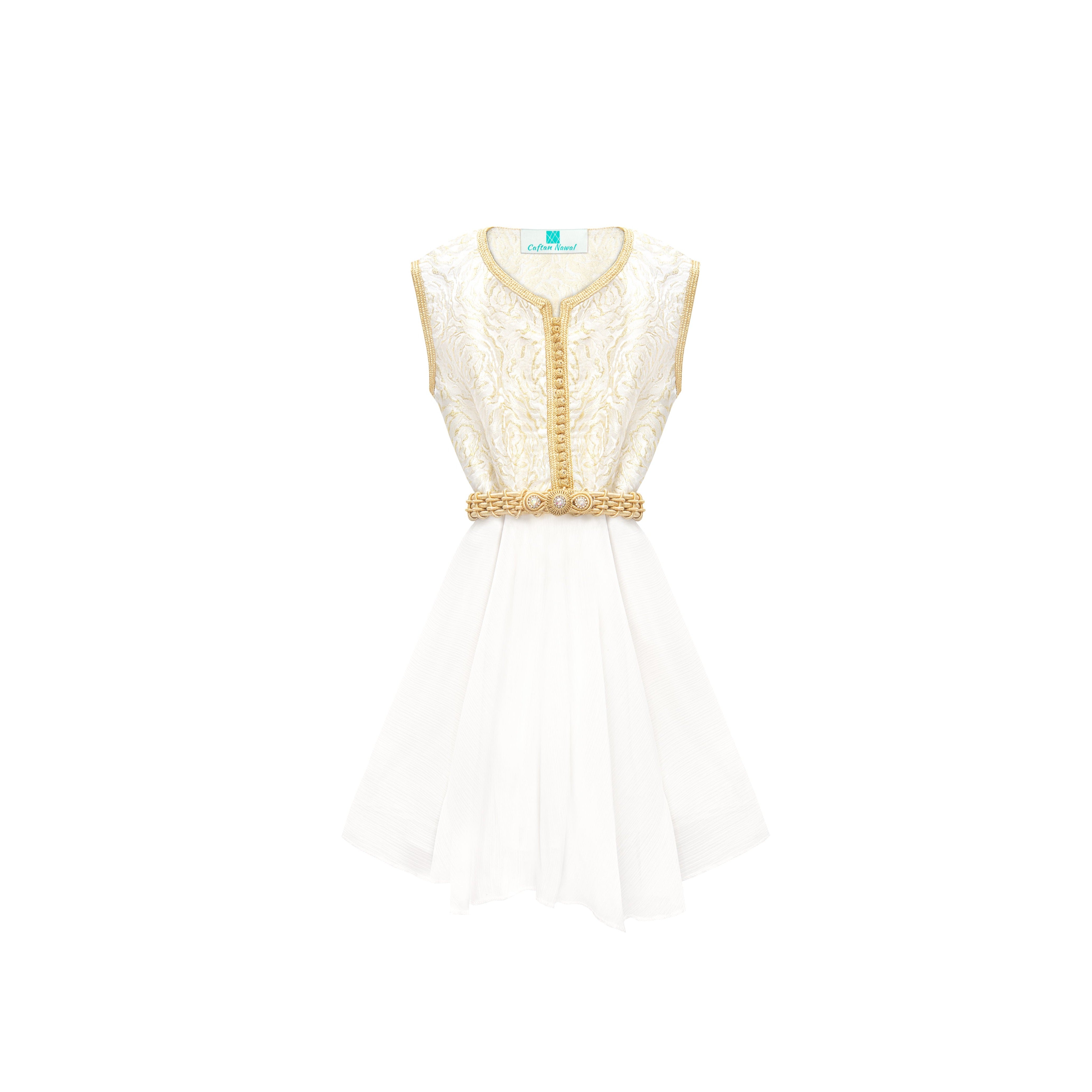 Caftan - Blanc étincelle pour fille Thumbnail 2
