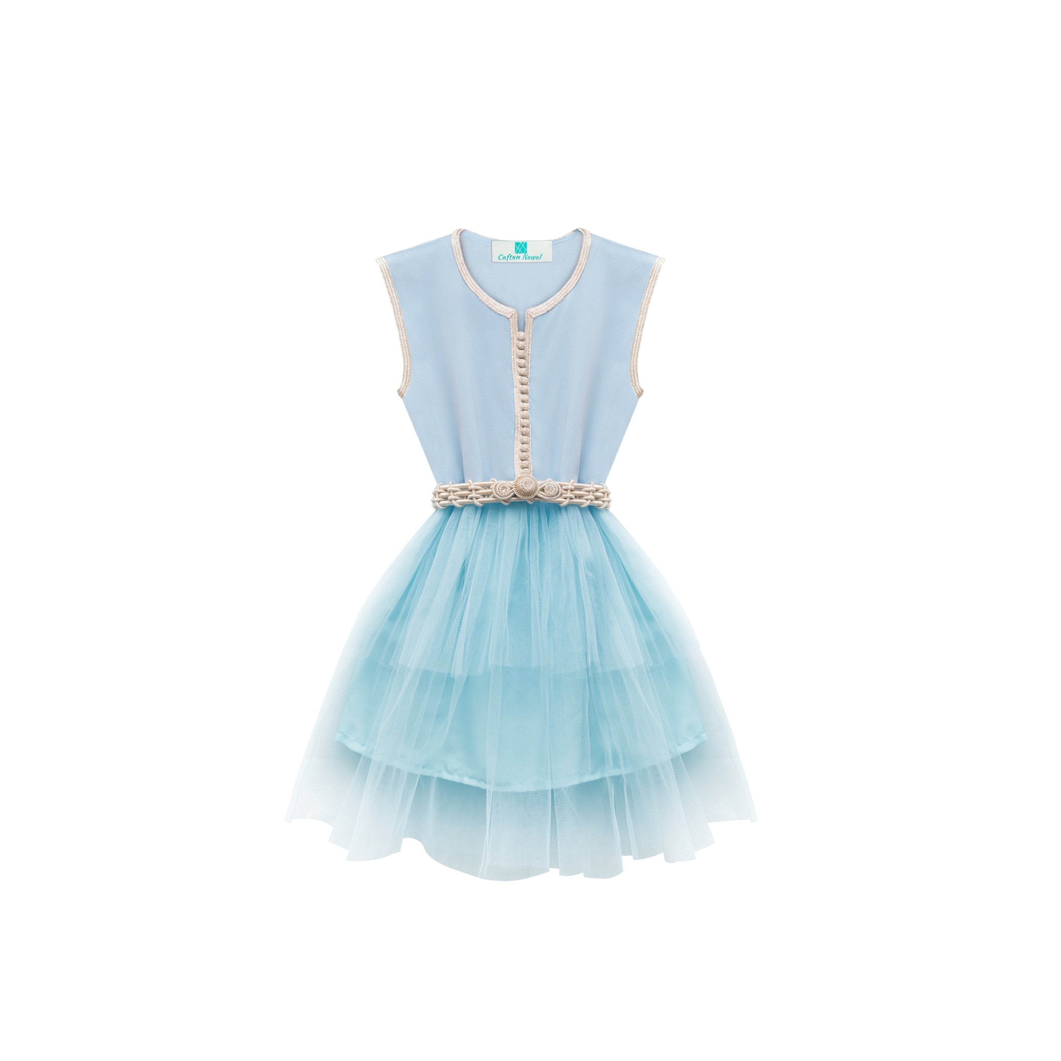 Caftan - Bleu aqua pour fille Thumbnail 3