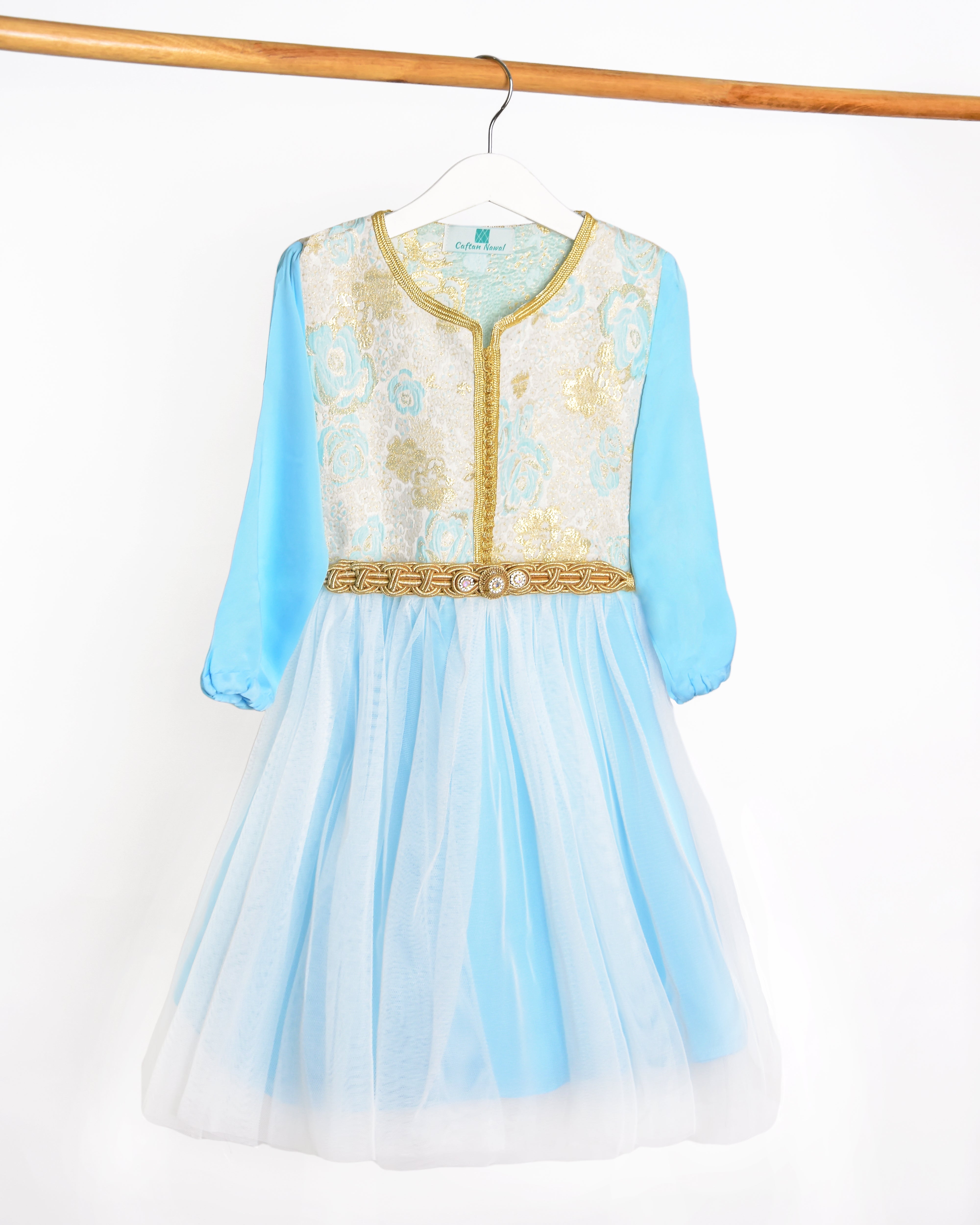 Caftan - Bleu ciel pour fille — Haute Couture Marocaine Orabeldi