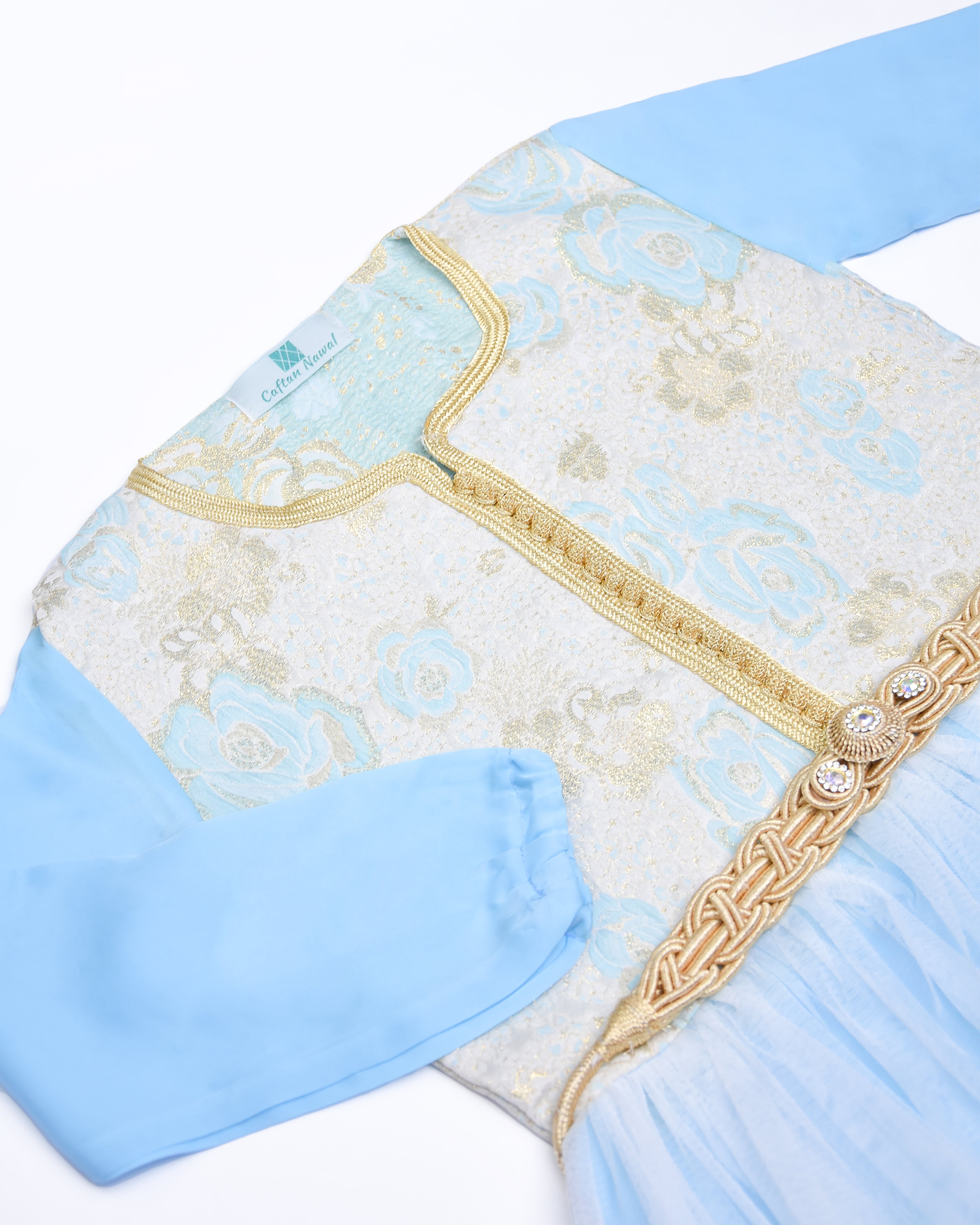 Caftan - Bleu ciel pour fille Thumbnail 2