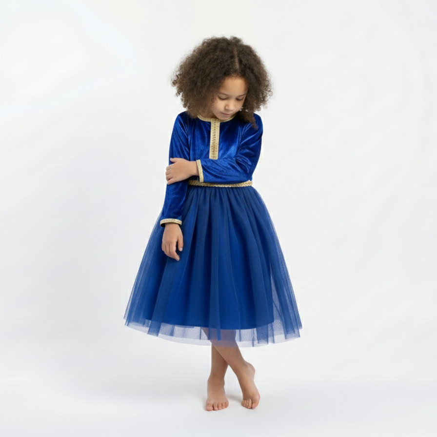 Caftan Bleu Saphir pour Fille Thumbnail 2