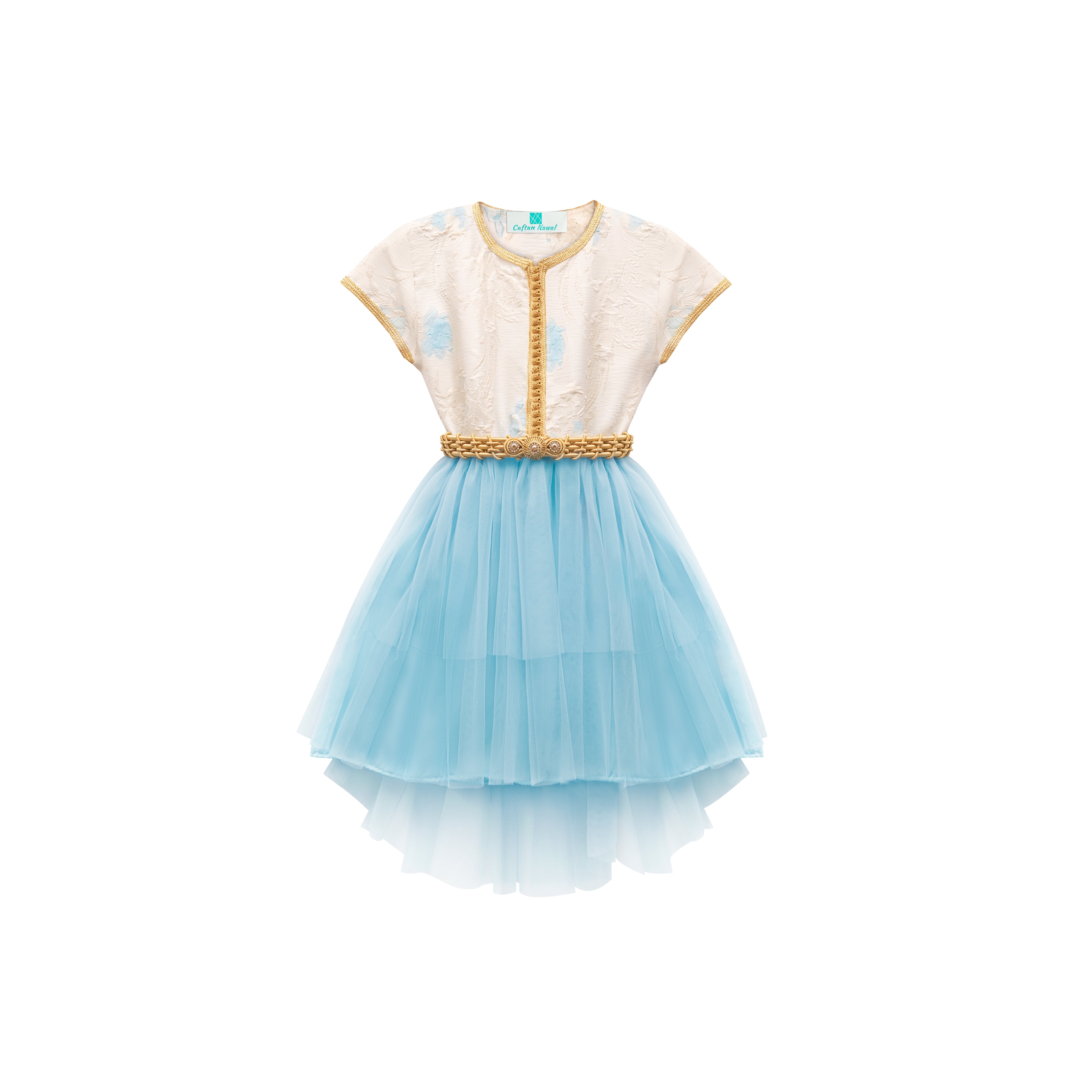 Caftan Blue bud pour fille Thumbnail 2