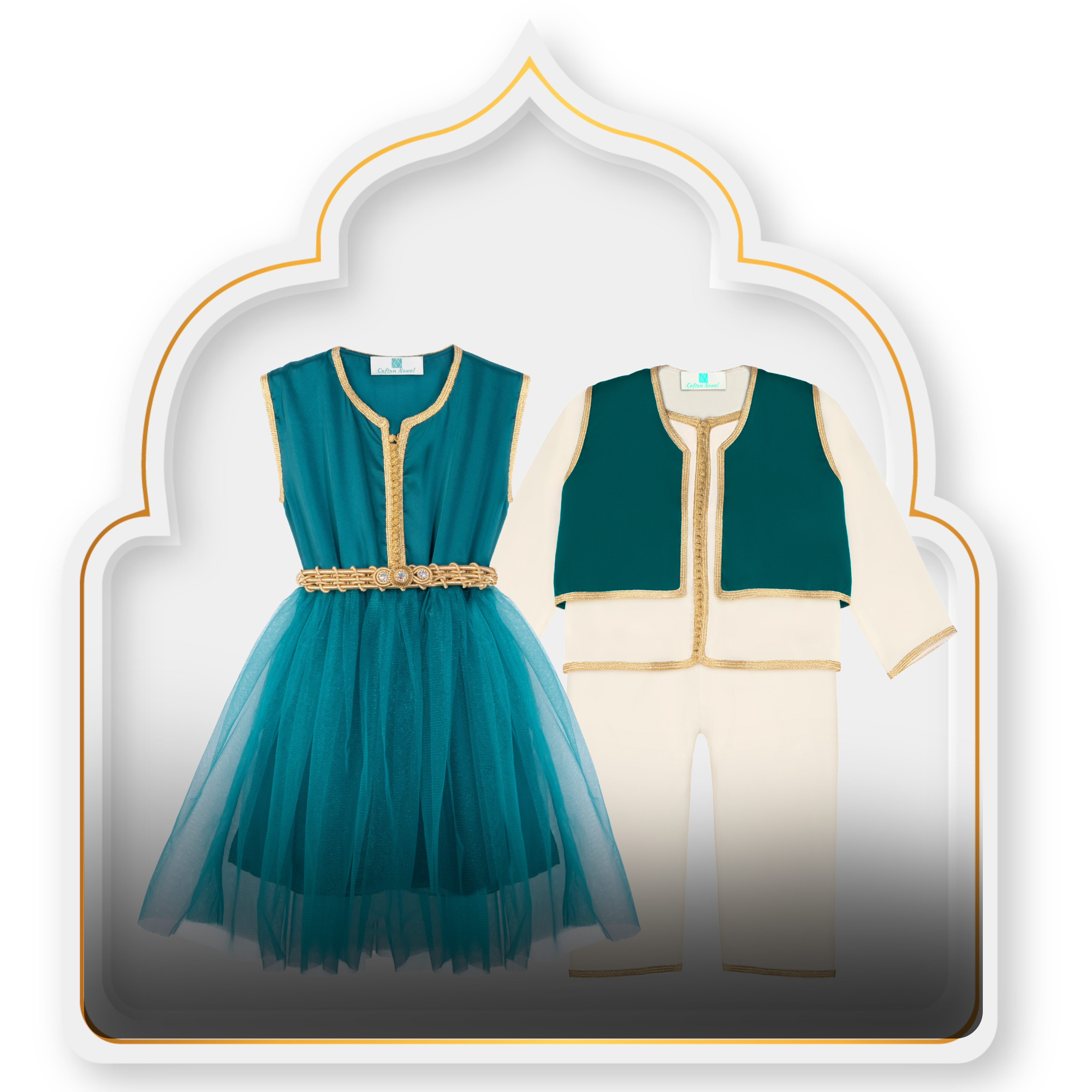 Caftan et Jabador Deep Aqua — Haute Couture Marocaine Orabeldi