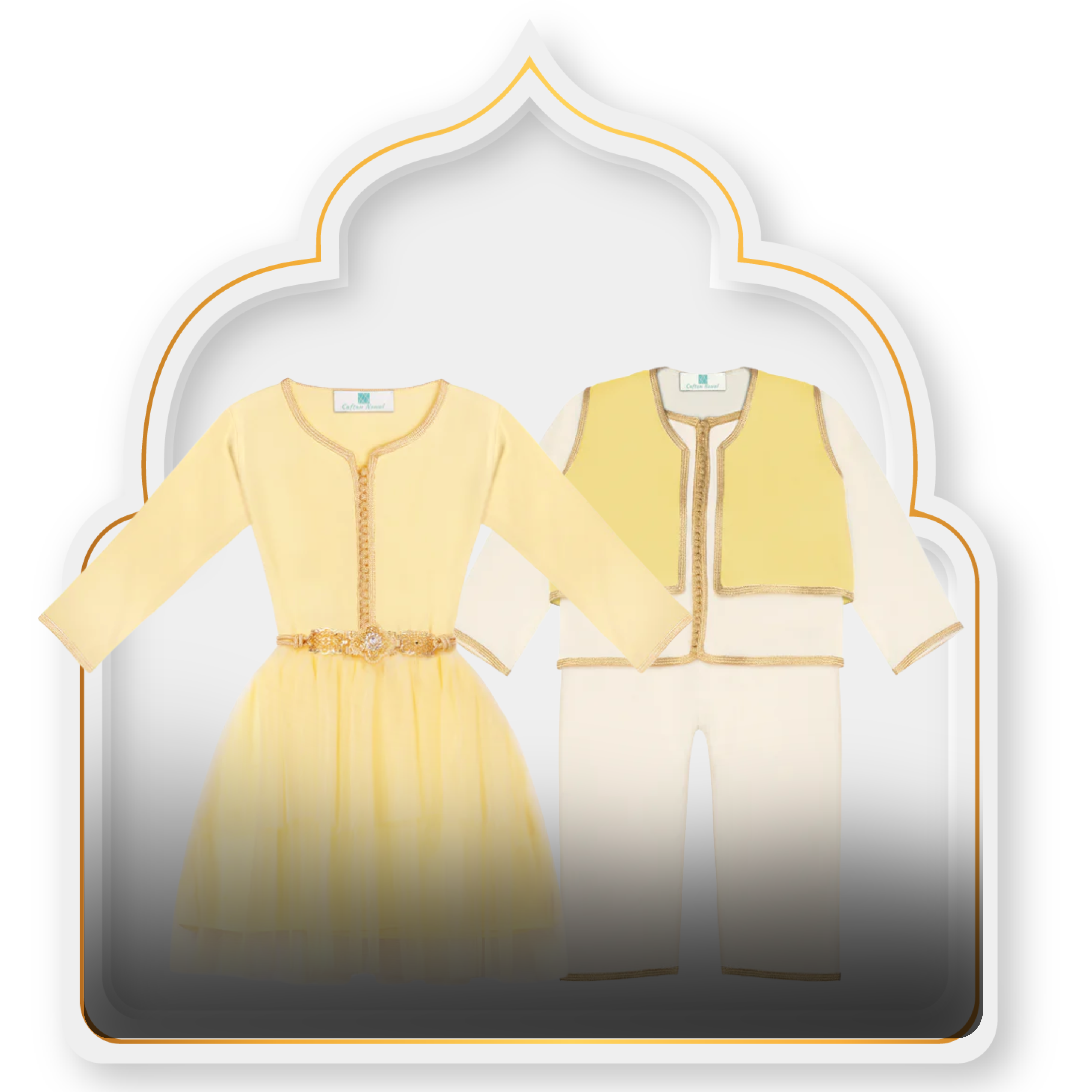 Caftan et Jabador Jaune Maize — Haute Couture Marocaine Orabeldi
