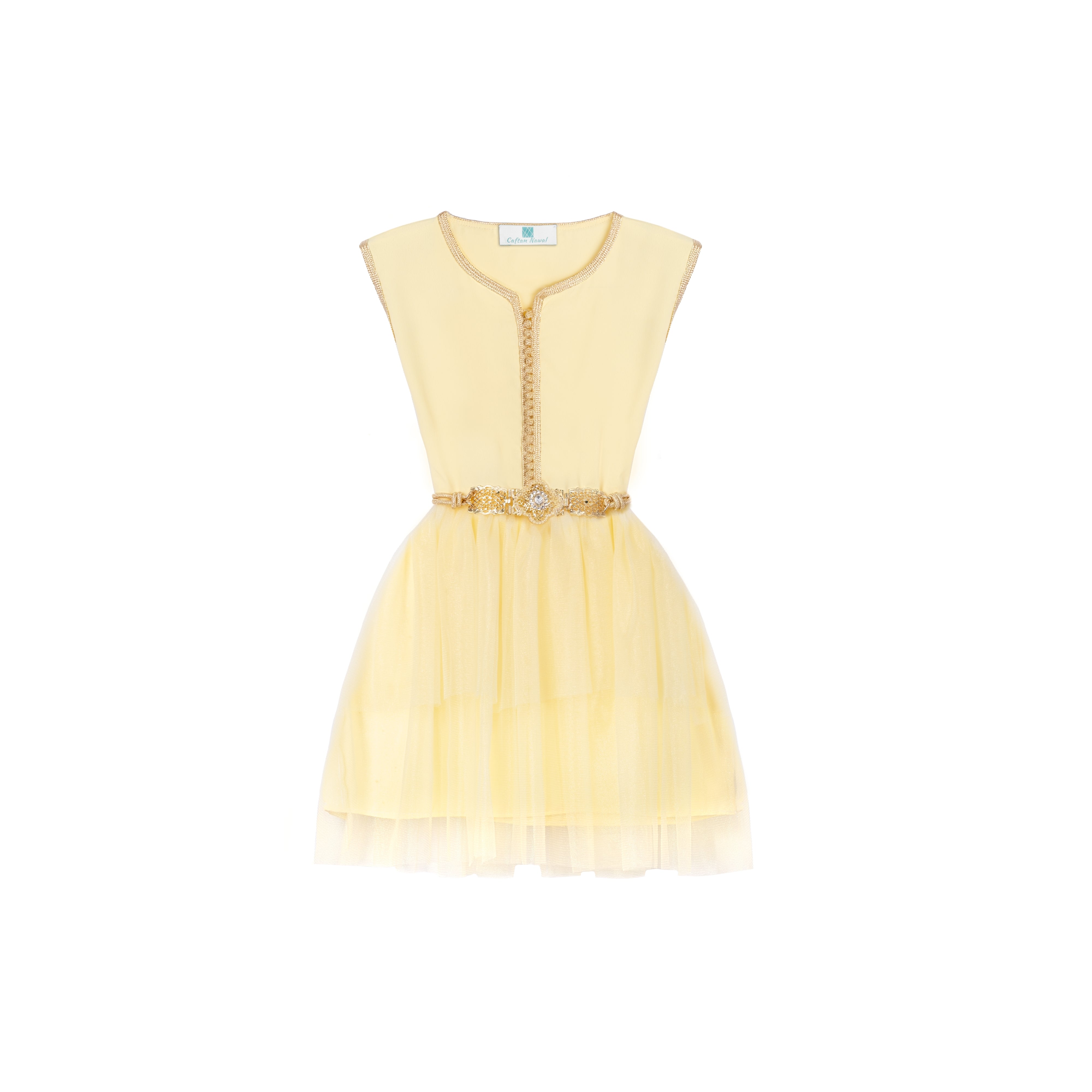 Caftan - Jaune Maize pour fille Thumbnail 3