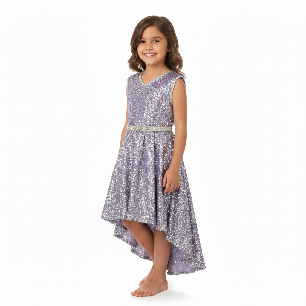 Caftan - Lavande Pailletée pour fille — Haute Couture Marocaine Orabeldi