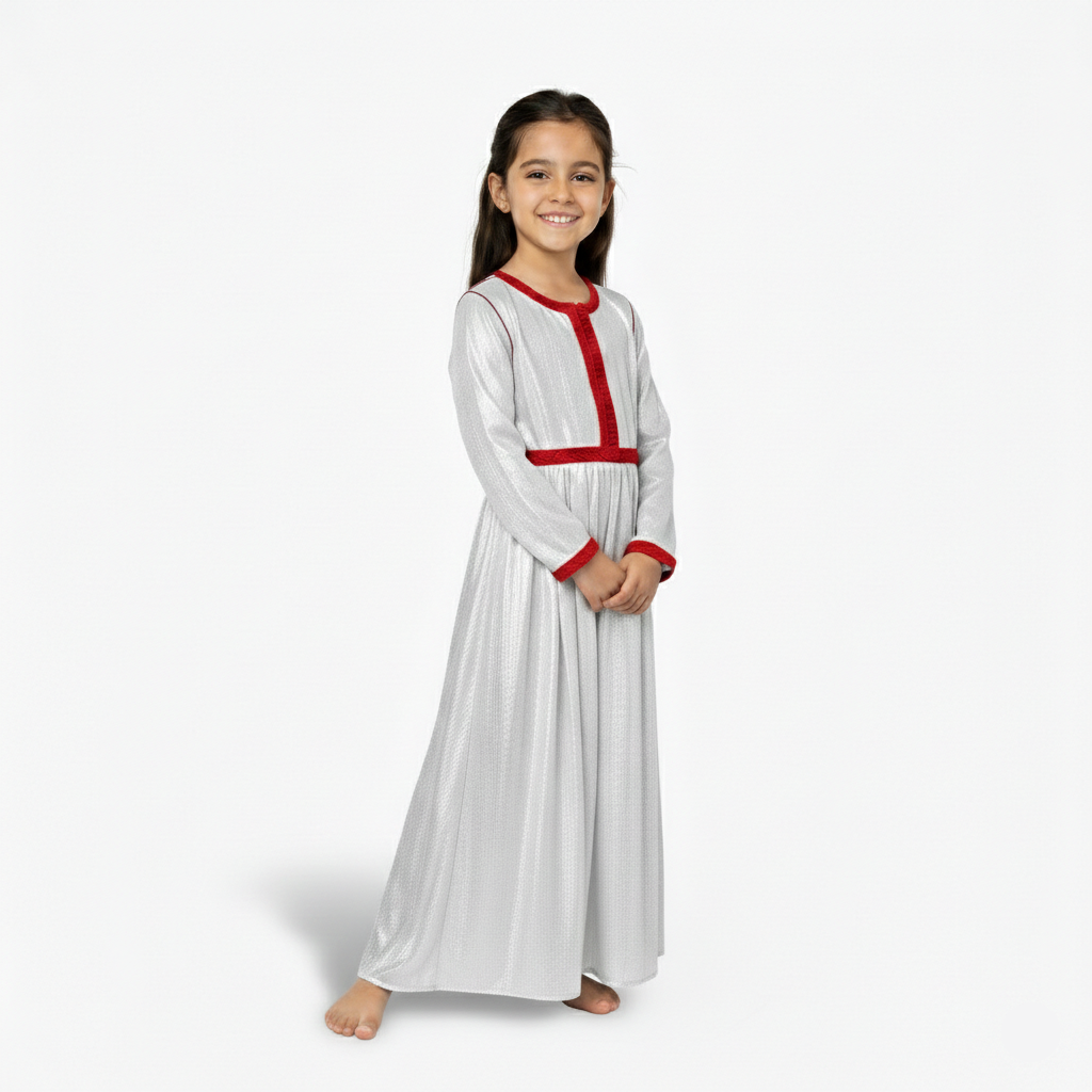 Caftan Moon Argenté pour fille — Haute Couture Marocaine Orabeldi