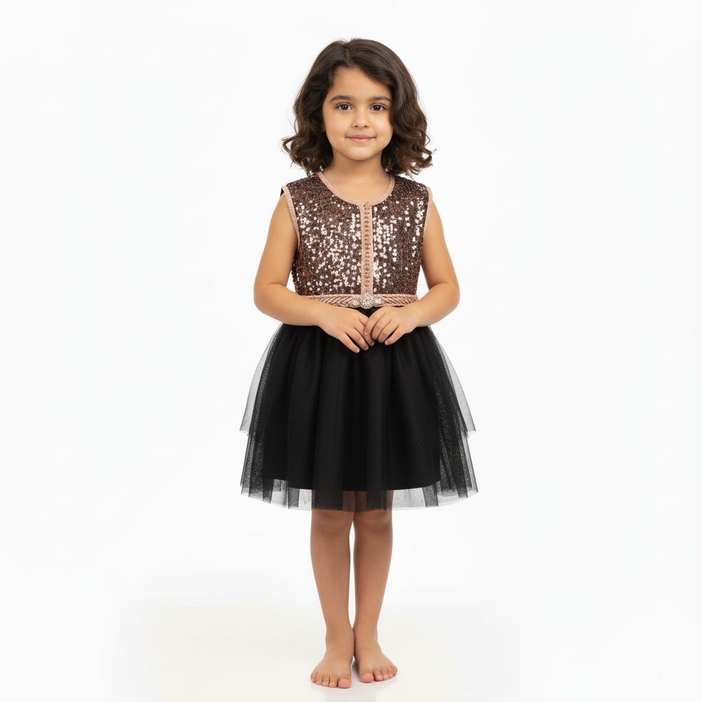 Caftan - Noir Eclat pour fille — Haute Couture Marocaine Orabeldi