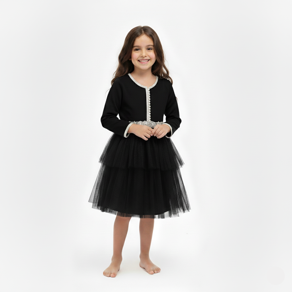 Caftan - Noir nuit pour fille — Collection Orabeldi Haute Couture