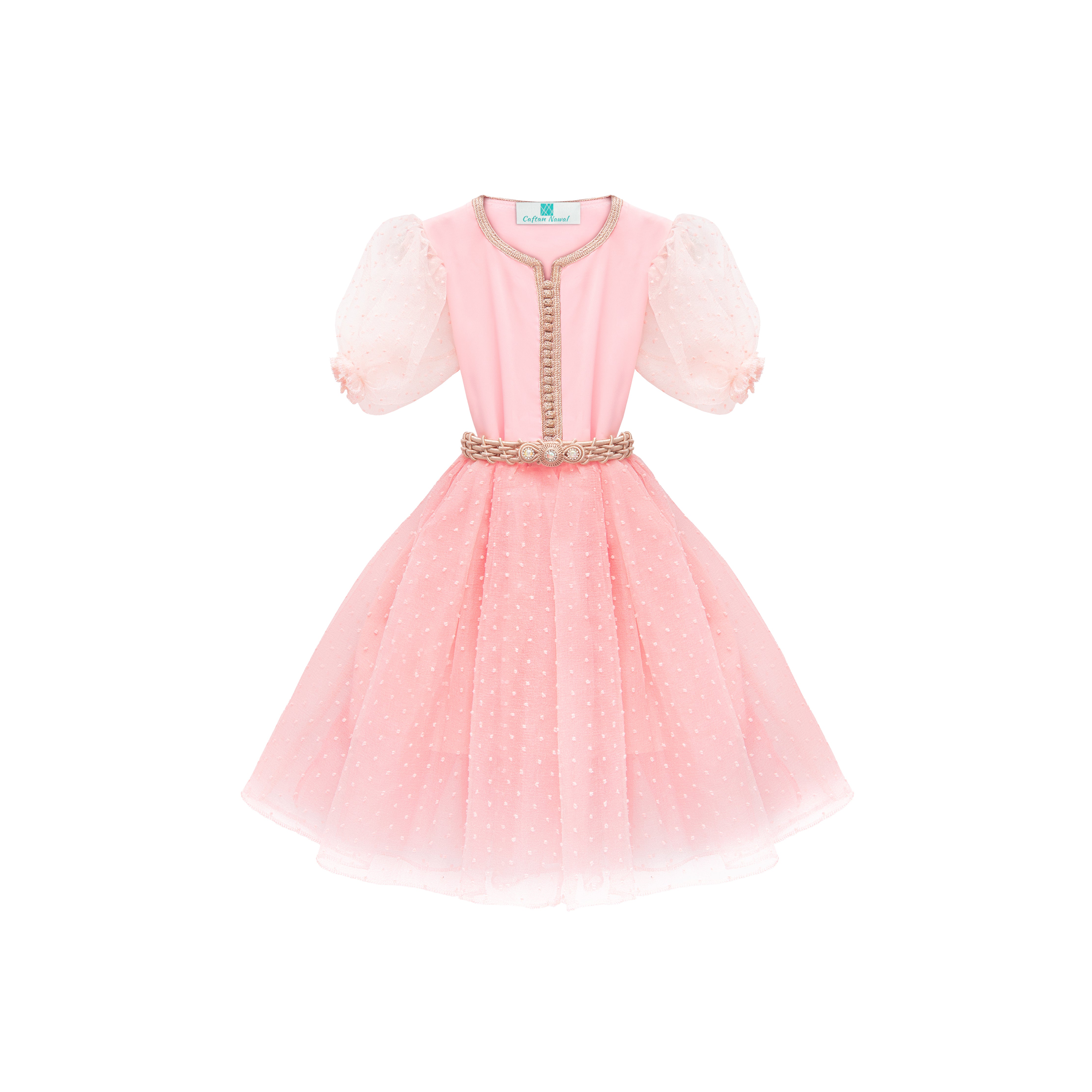 Caftan - Rose à pois pour fille Thumbnail 2
