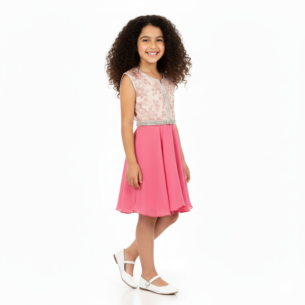 Caftan - Rose Fleuri pour fille — Collection Orabeldi Haute Couture