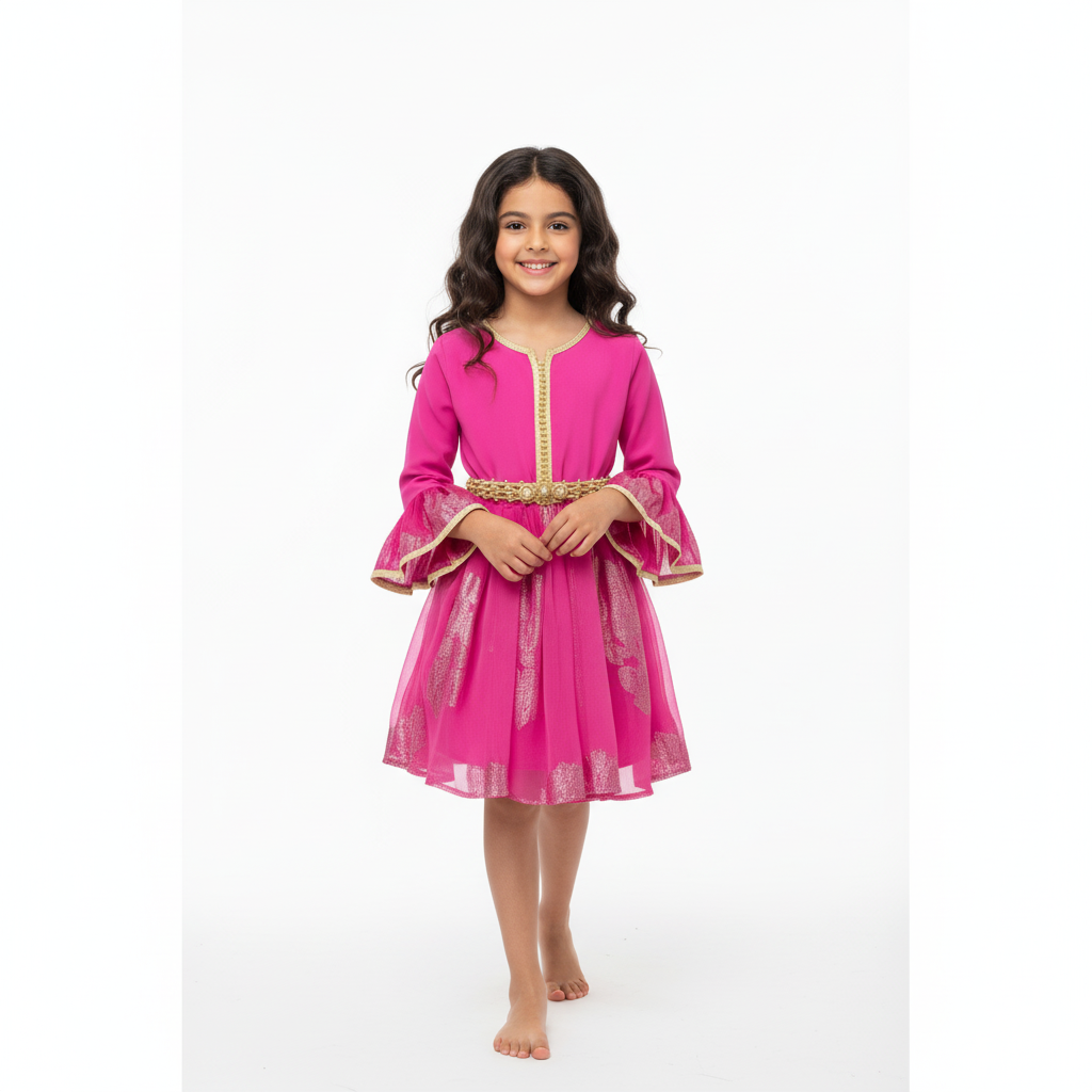 Caftan - Rose fuchsia pour fille — Haute Couture Marocaine Orabeldi