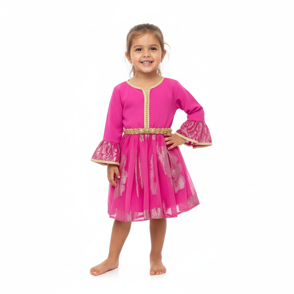 Caftan - Rose fuchsia pour fille Thumbnail 3