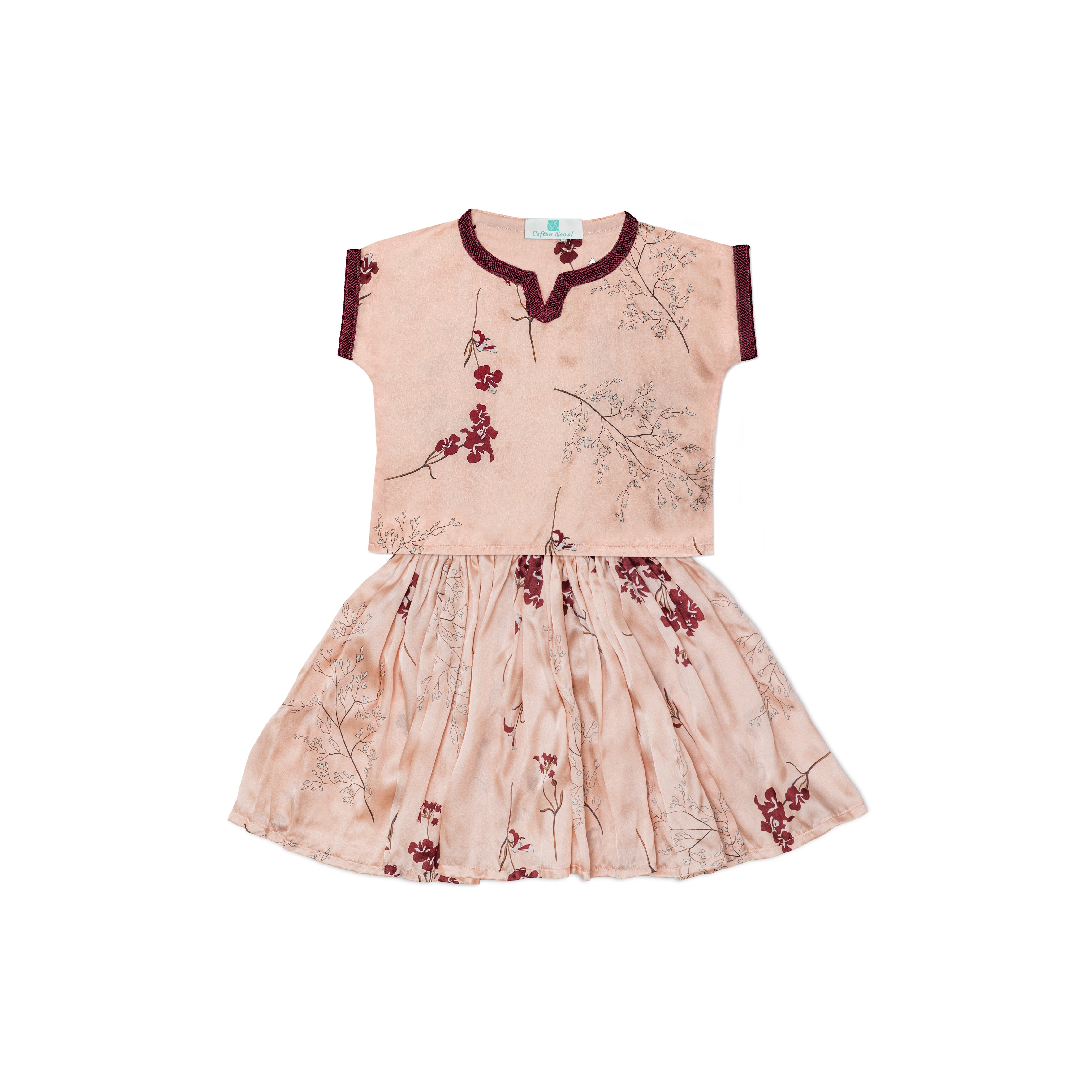 Caftan - Rose peach pour fille Thumbnail 2