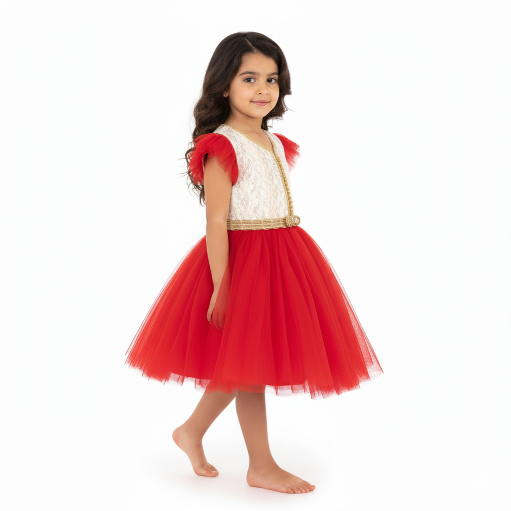 Caftan - Rouge cerise pour fille — Haute Couture Marocaine Orabeldi