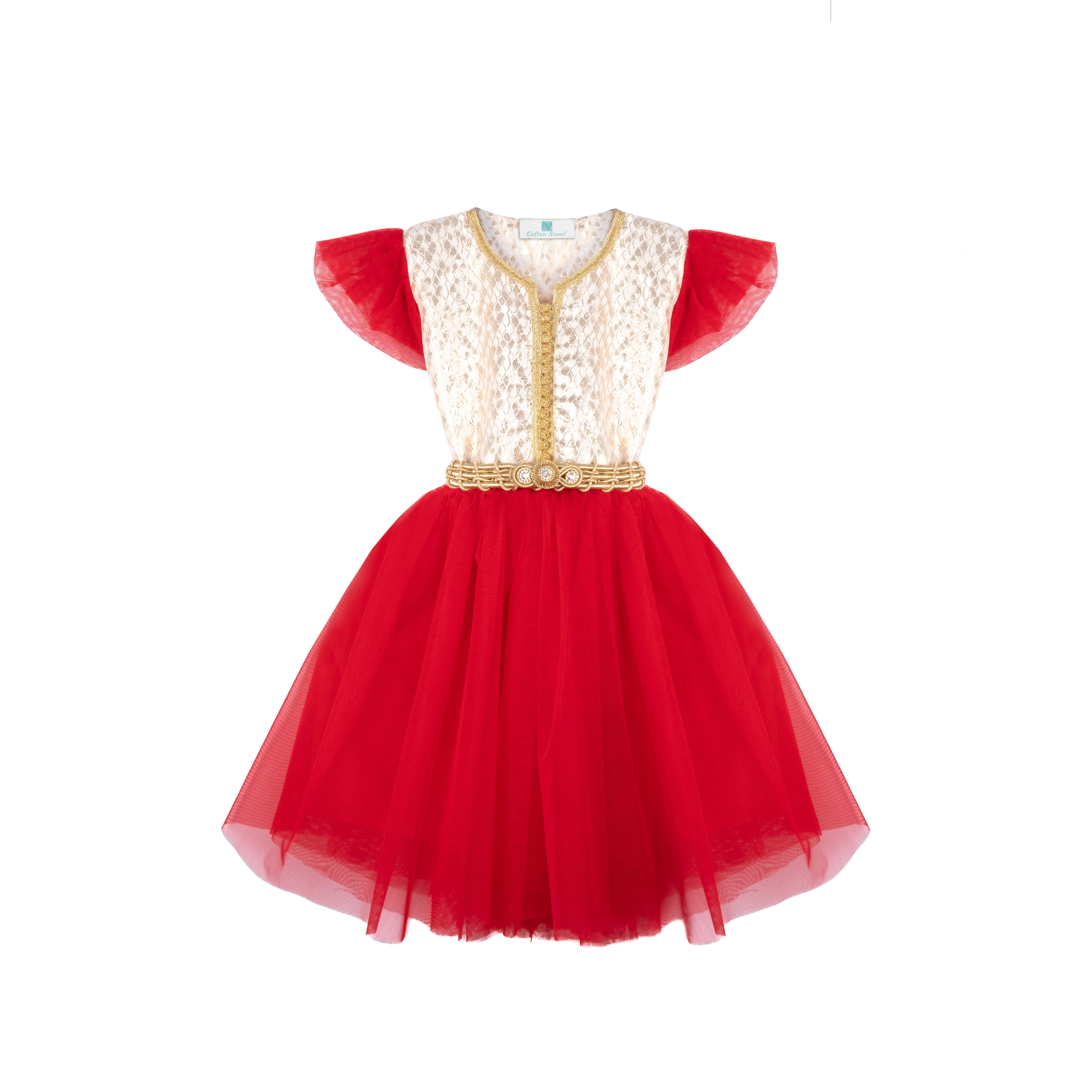 Caftan - Rouge cerise pour fille Thumbnail 2