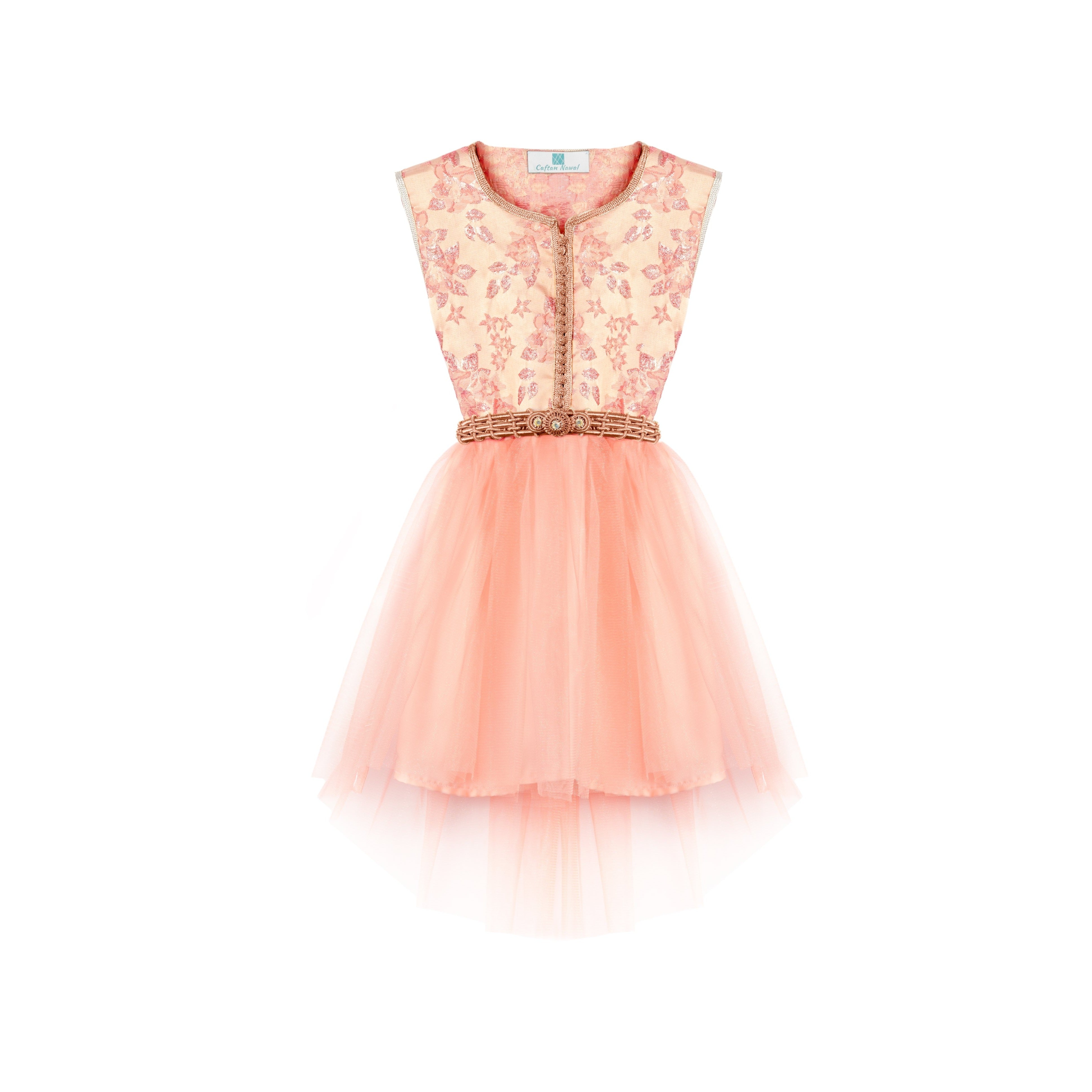 Caftan - Saumon Fleuri pour fille Thumbnail 2