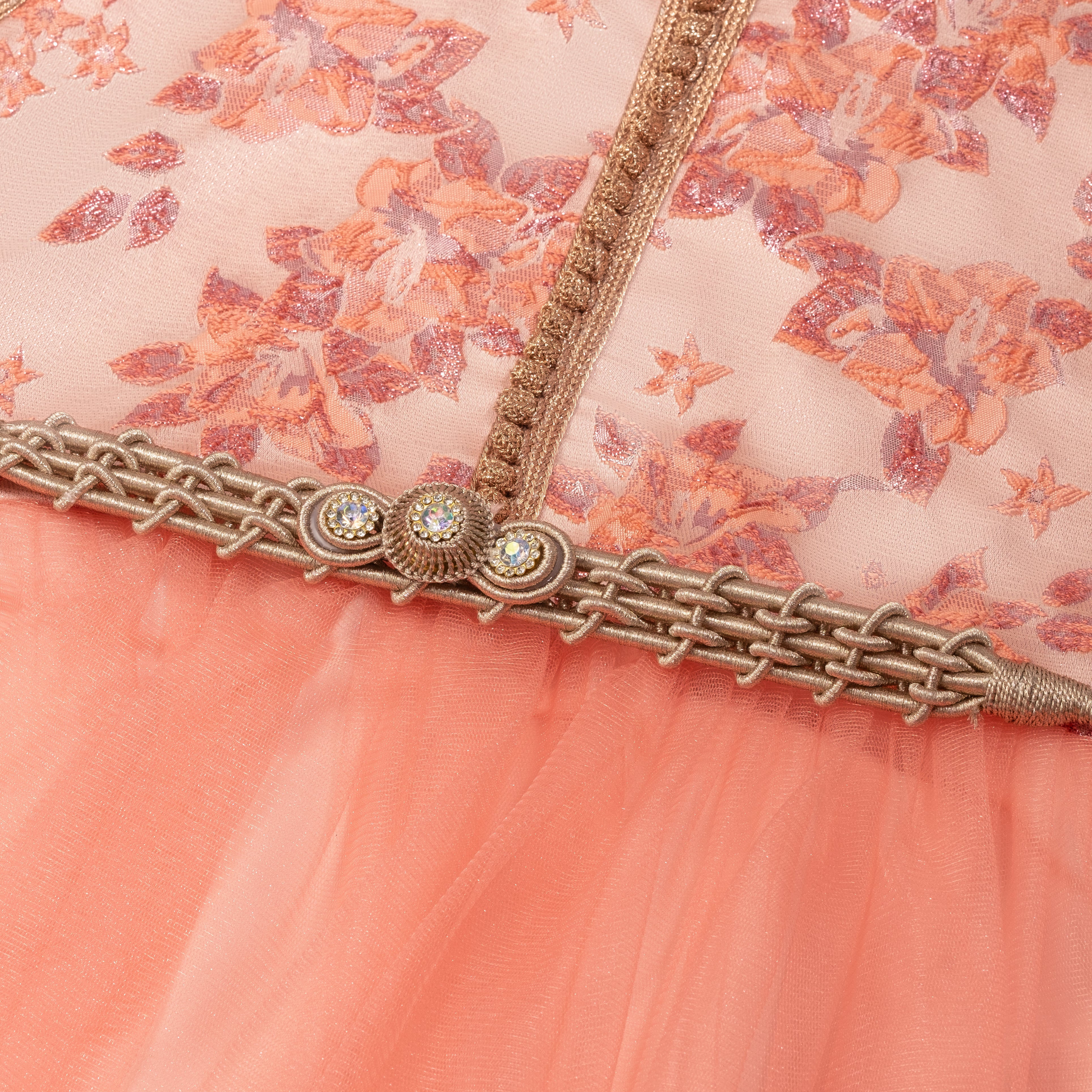 Caftan - Saumon Fleuri pour fille Thumbnail 3