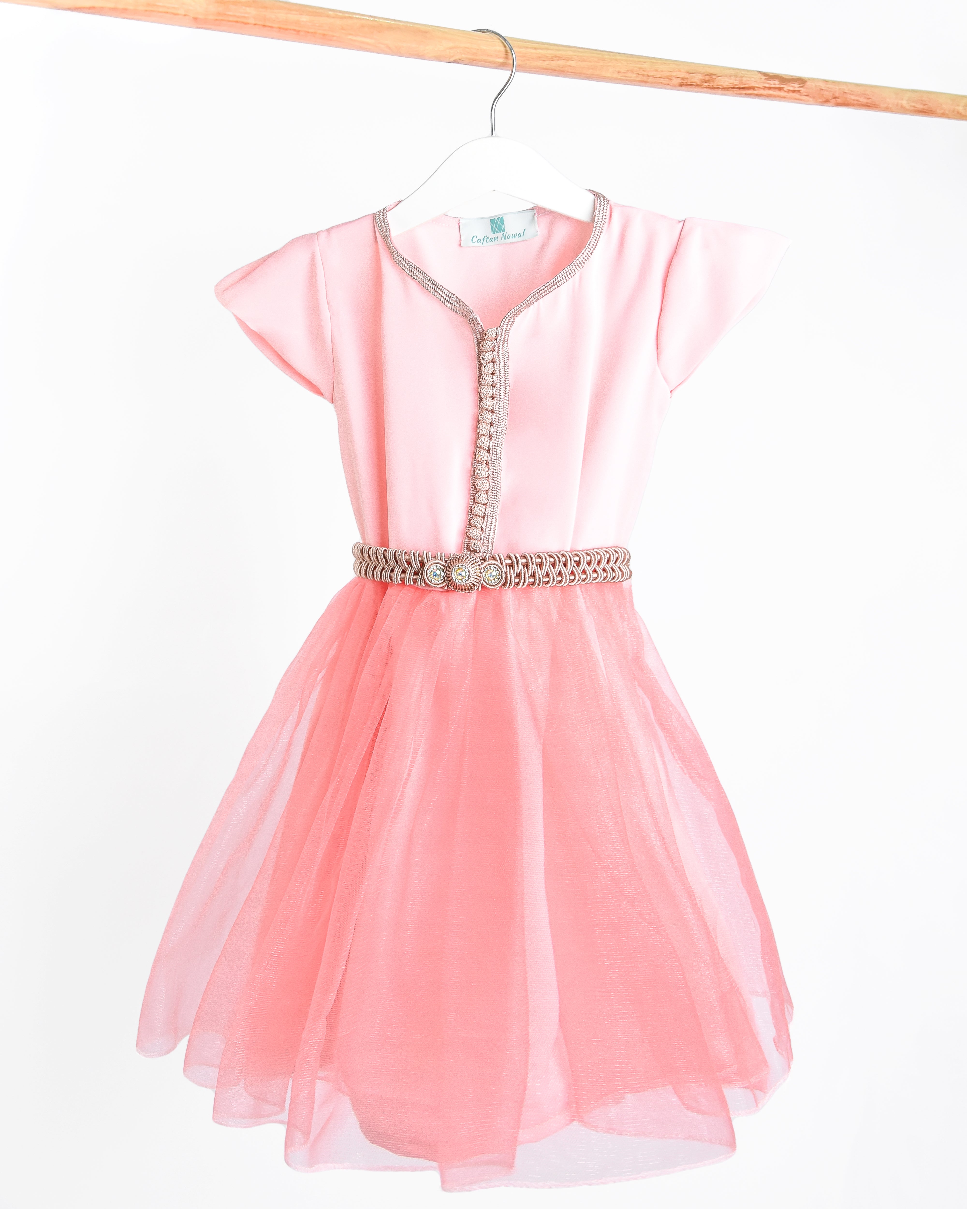 Caftan - Saumon rose pour fille Thumbnail 2