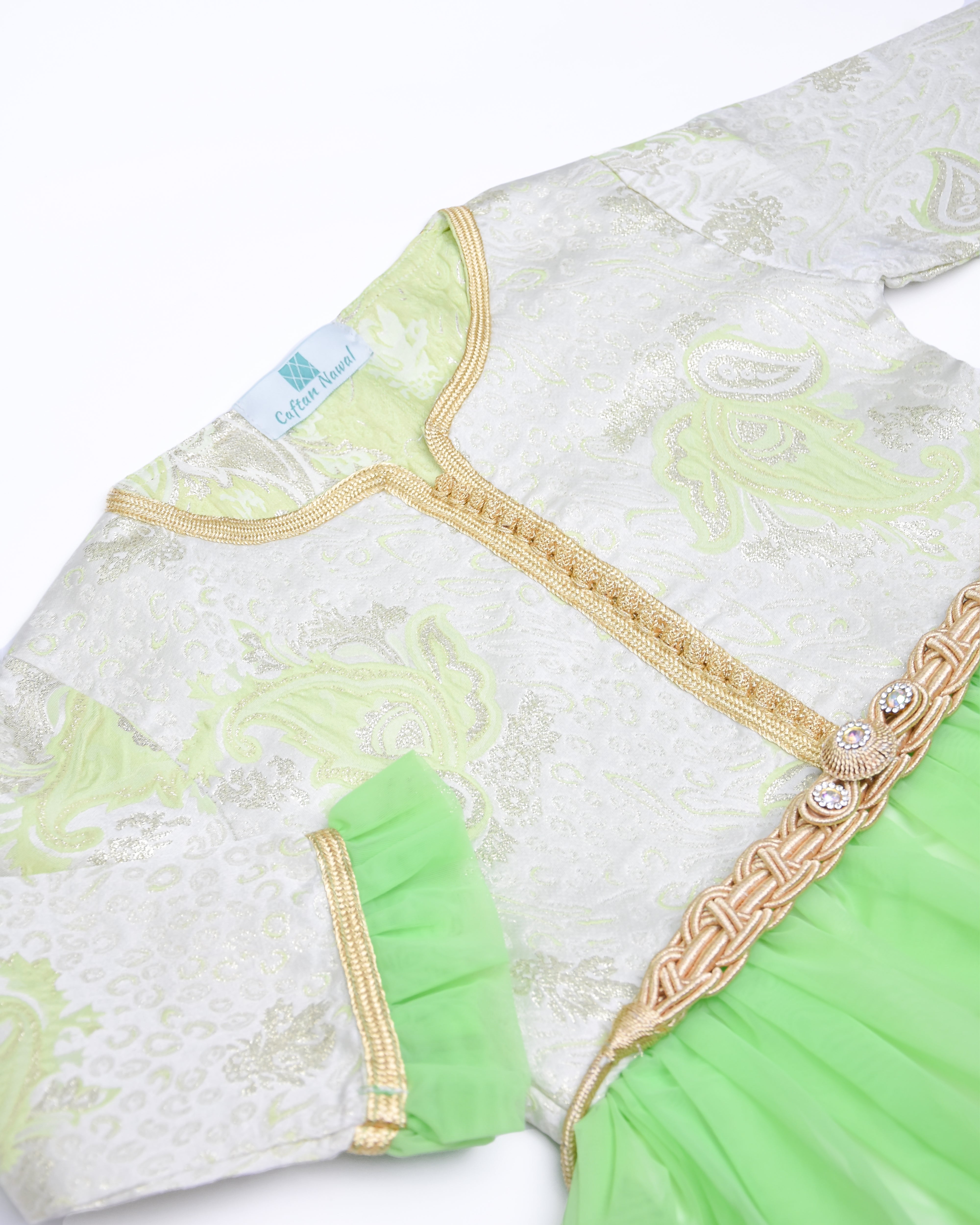 Caftan - Vert lime pour fille Thumbnail 3