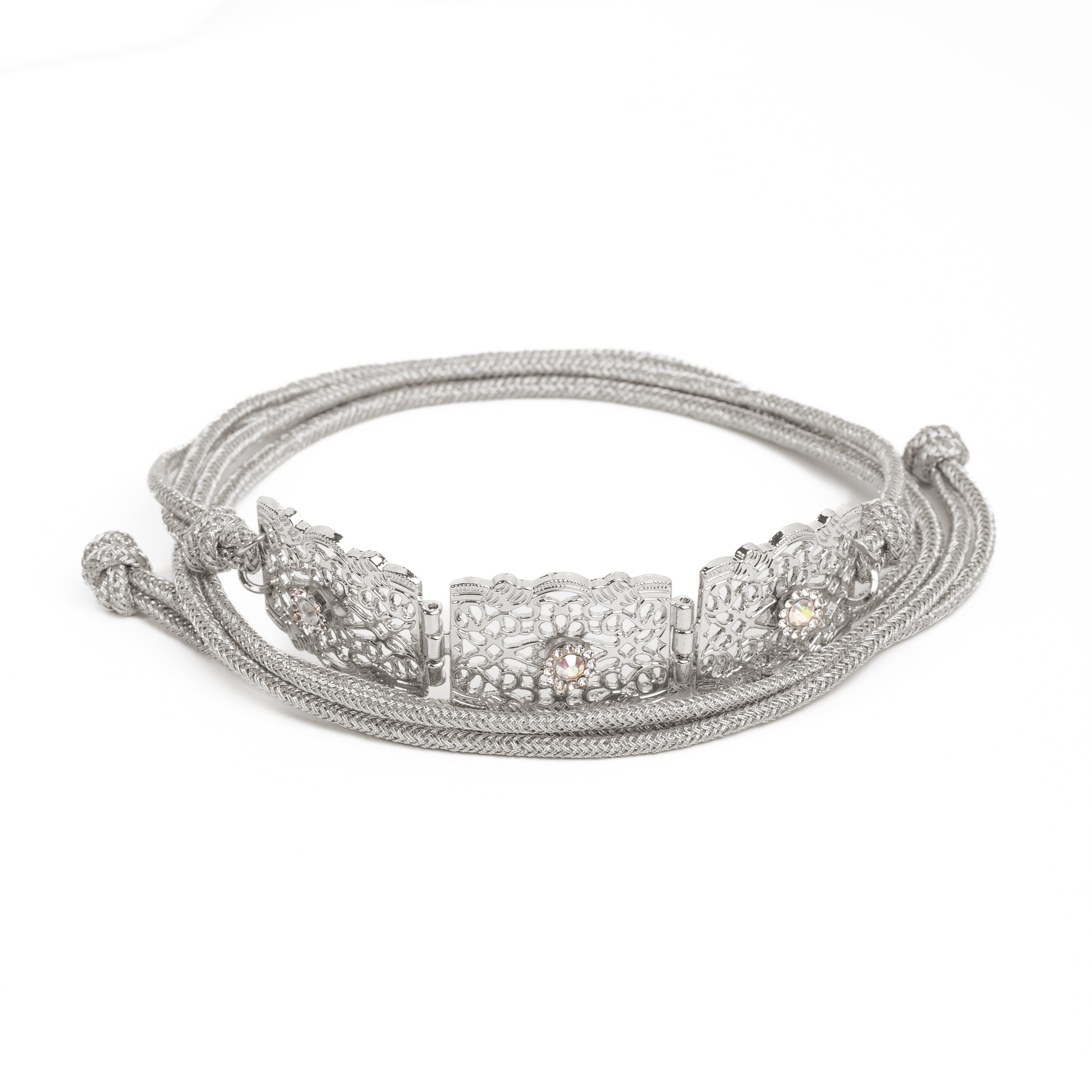 Ceinture - Mdamma Strass Argentée — Haute Couture Marocaine Orabeldi