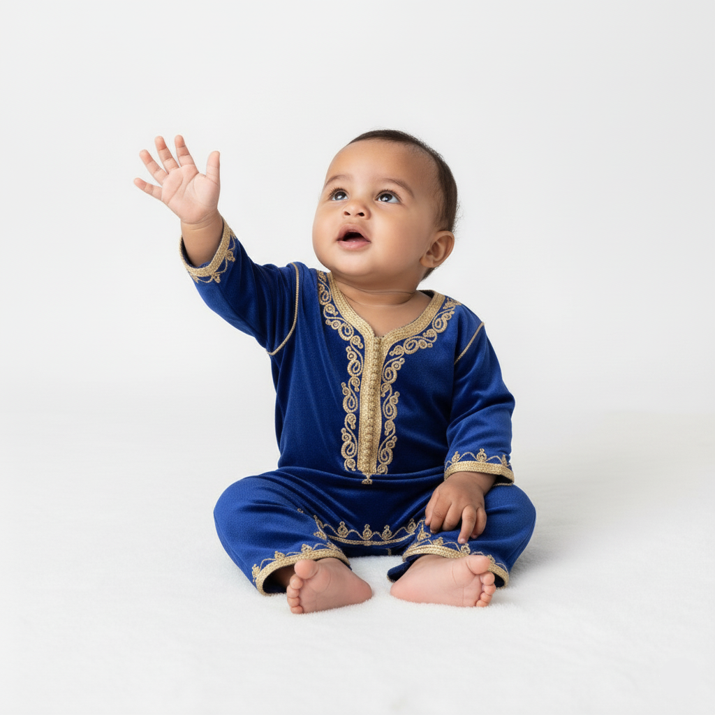 Grenouillère - Bleu Royal pour bébé — Haute Couture Marocaine Orabeldi