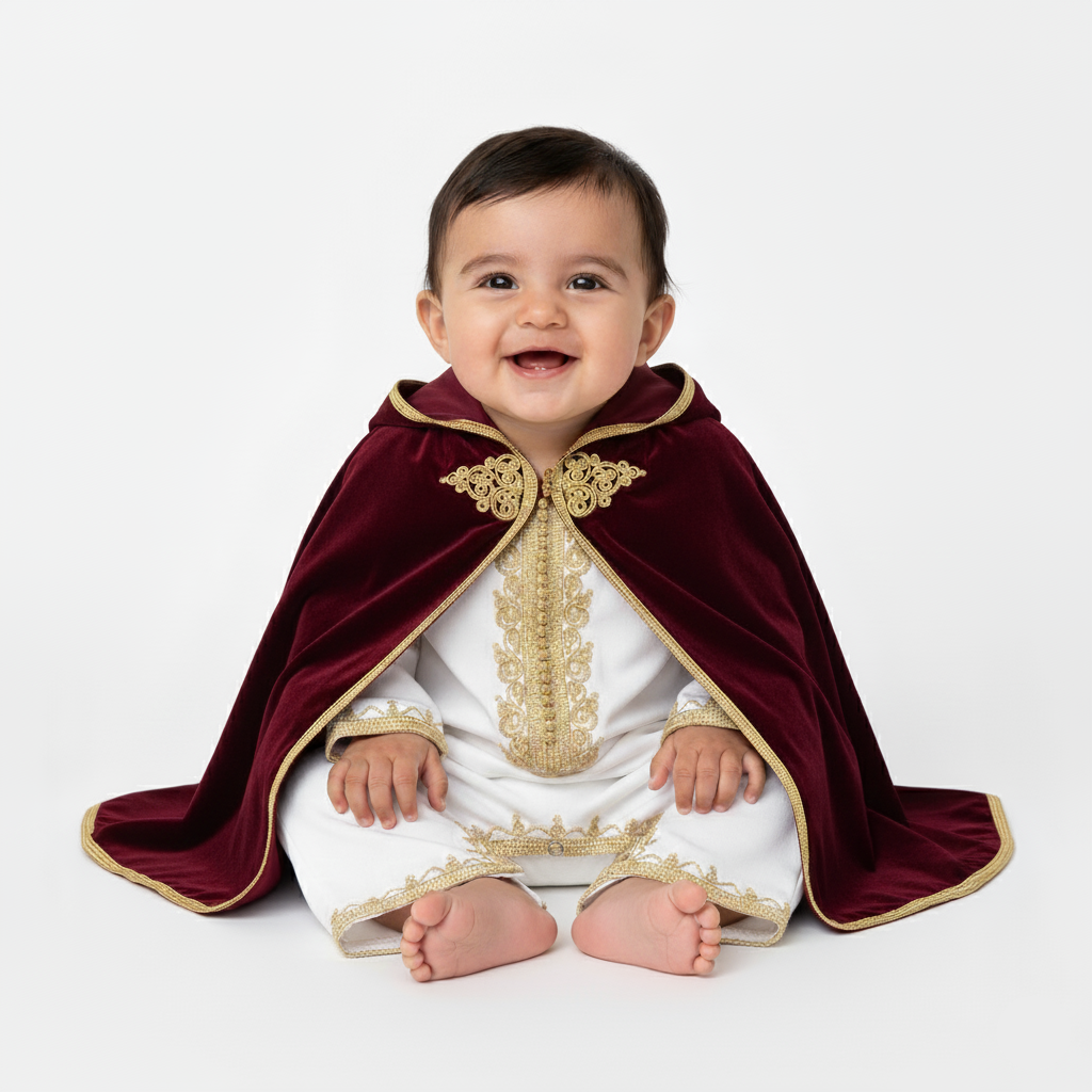 Grenouillère - Bordeaux pour bébé — Haute Couture Marocaine Orabeldi