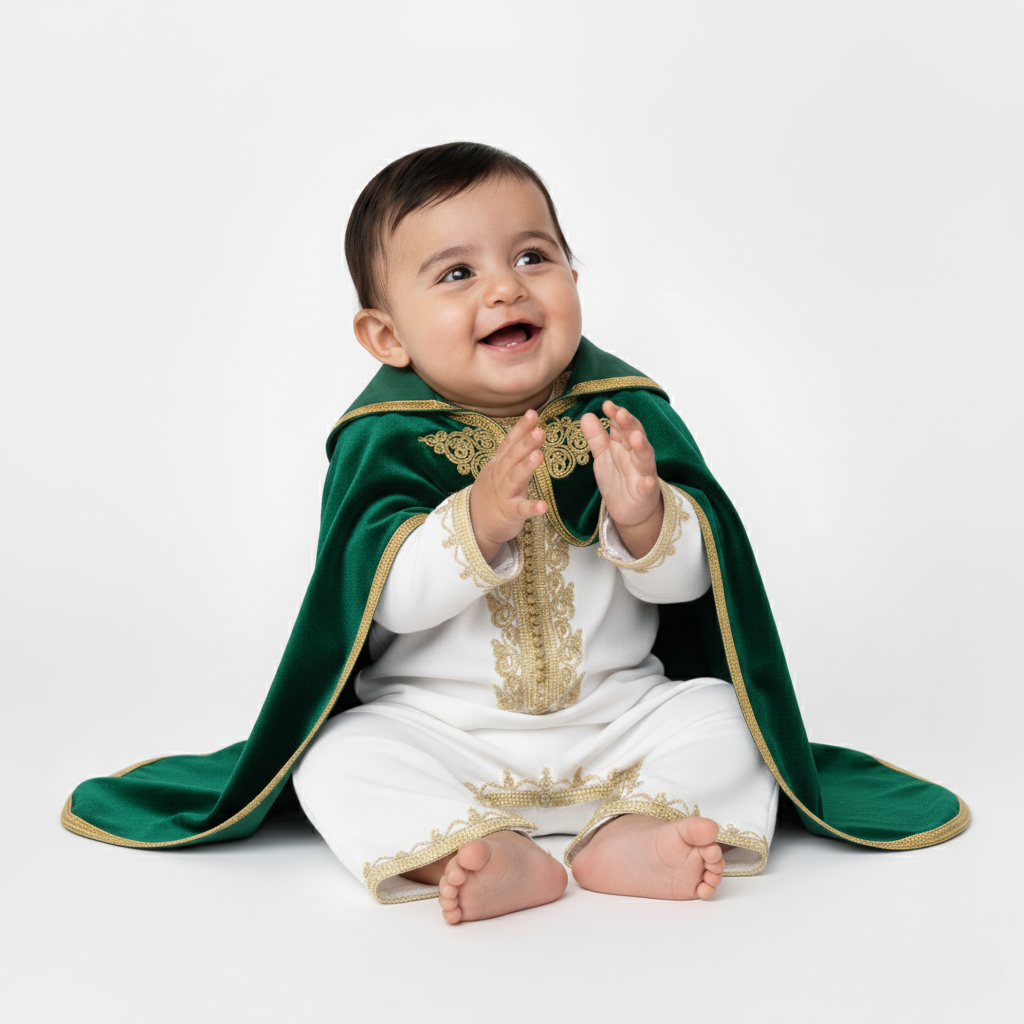 Grenouillère - Vert pour bébé — Haute Couture Marocaine Orabeldi