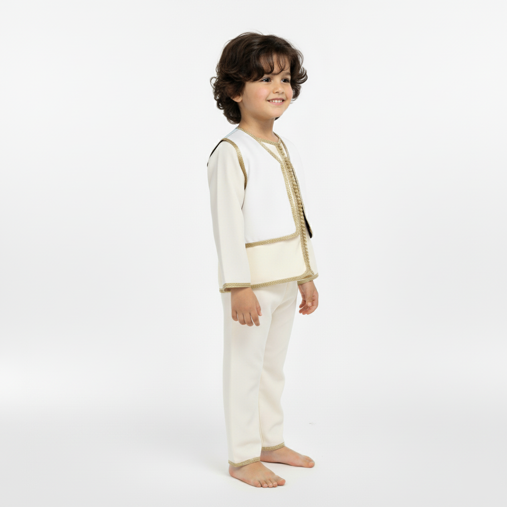Jabador - Blanc pour enfant — Haute Couture Marocaine Orabeldi