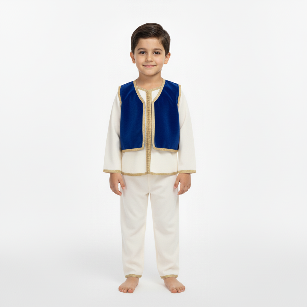 Jabador - Bleu Lapis pour enfant — Haute Couture Marocaine Orabeldi