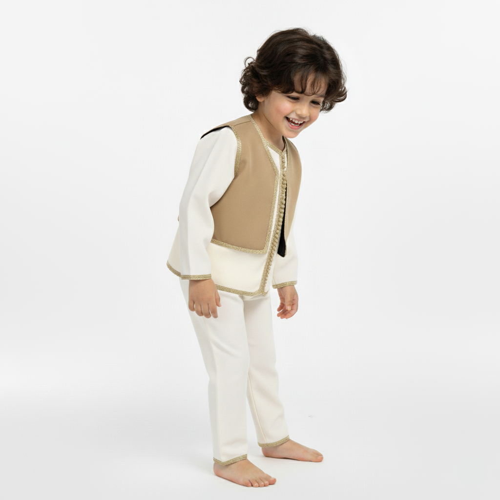 Jabador - Marron Leo pour enfant — Haute Couture Marocaine Orabeldi