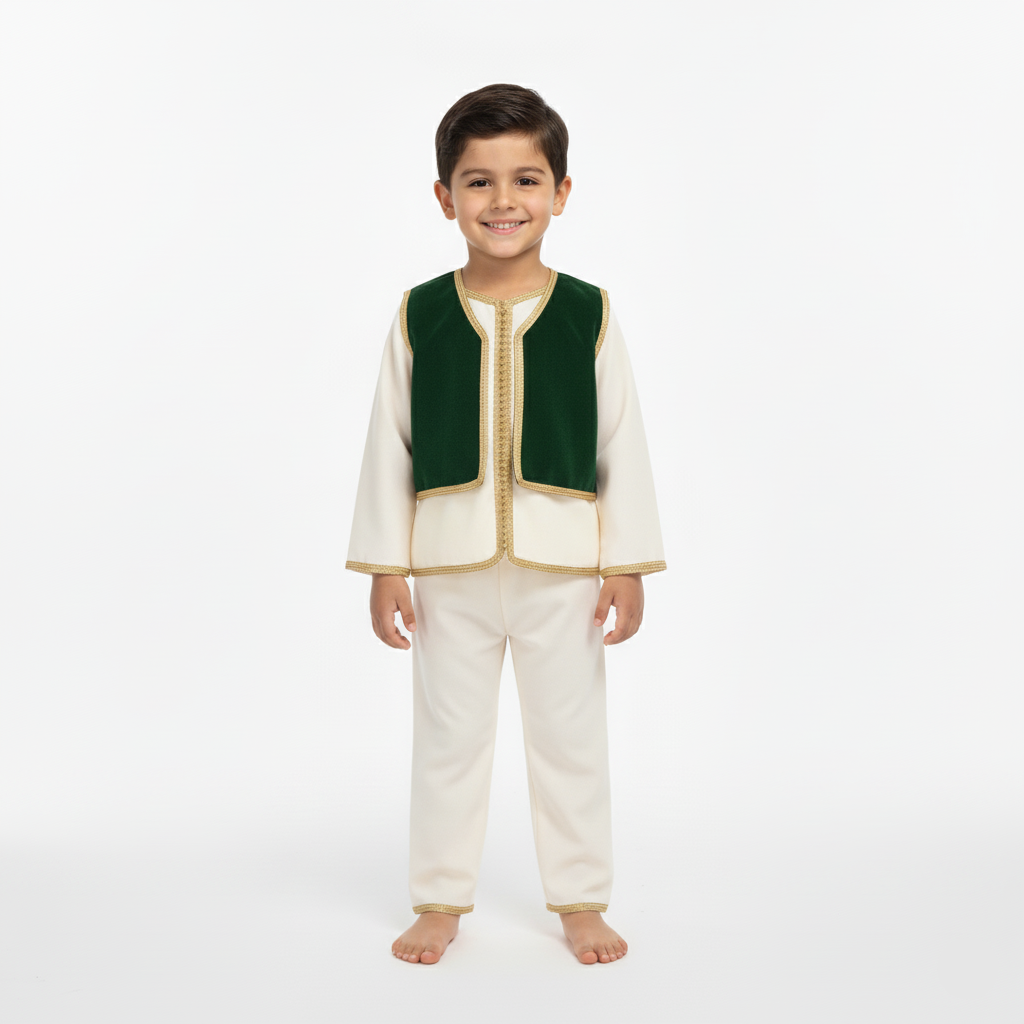 Jabador - Vert Chrome pour garçon — Haute Couture Marocaine Orabeldi