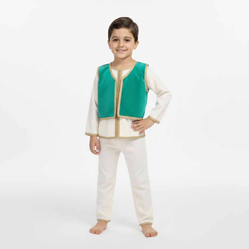 Jabador - Vert perse pour enfant — Haute Couture Marocaine Orabeldi