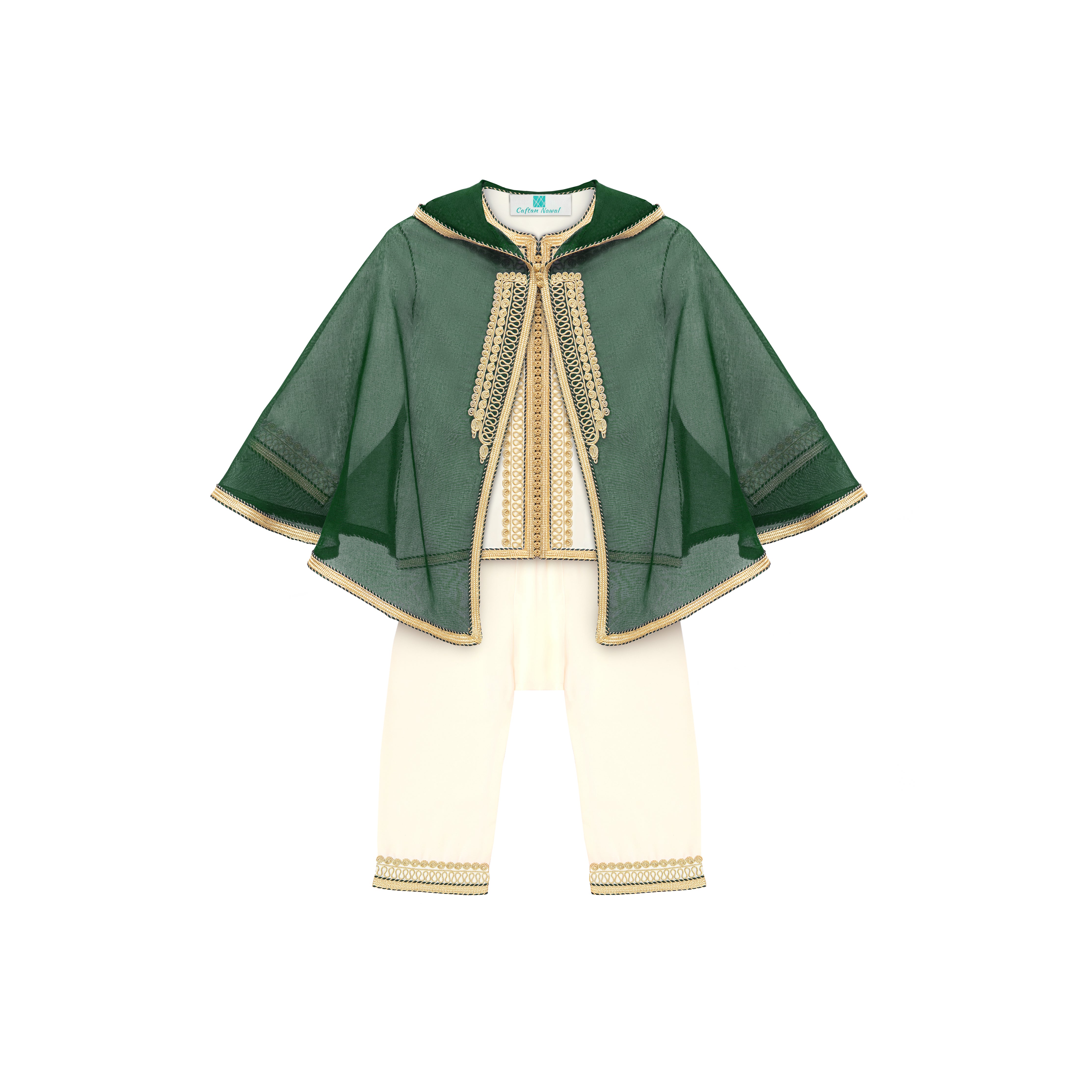 Jabador - Vert pour enfant — Haute Couture Marocaine Orabeldi