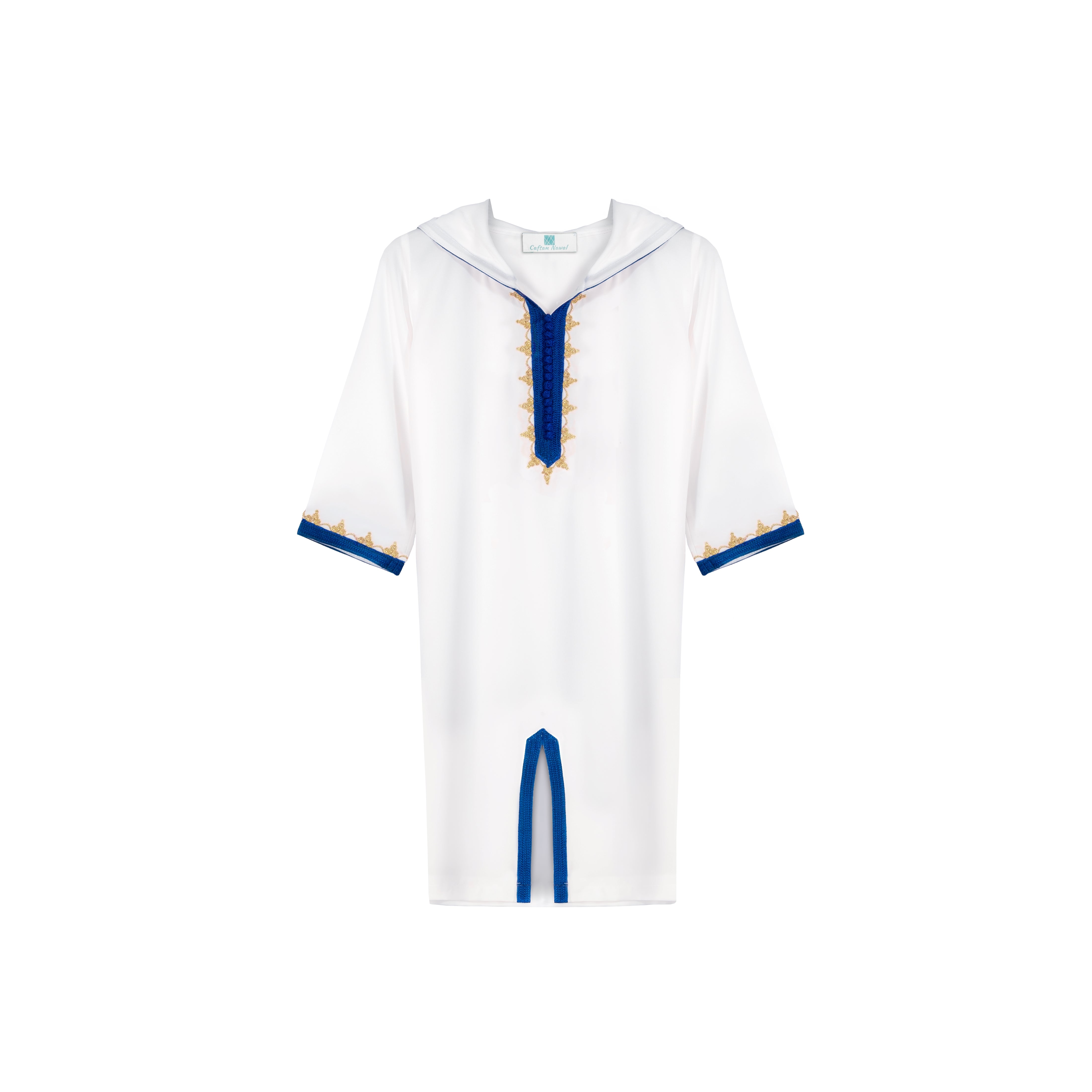 Jellaba Blanc bleu pour fille Thumbnail 2