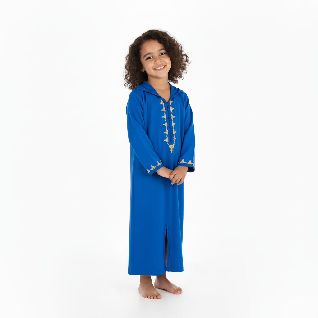 Jellaba Bleu pour fille — Haute Couture Marocaine Orabeldi