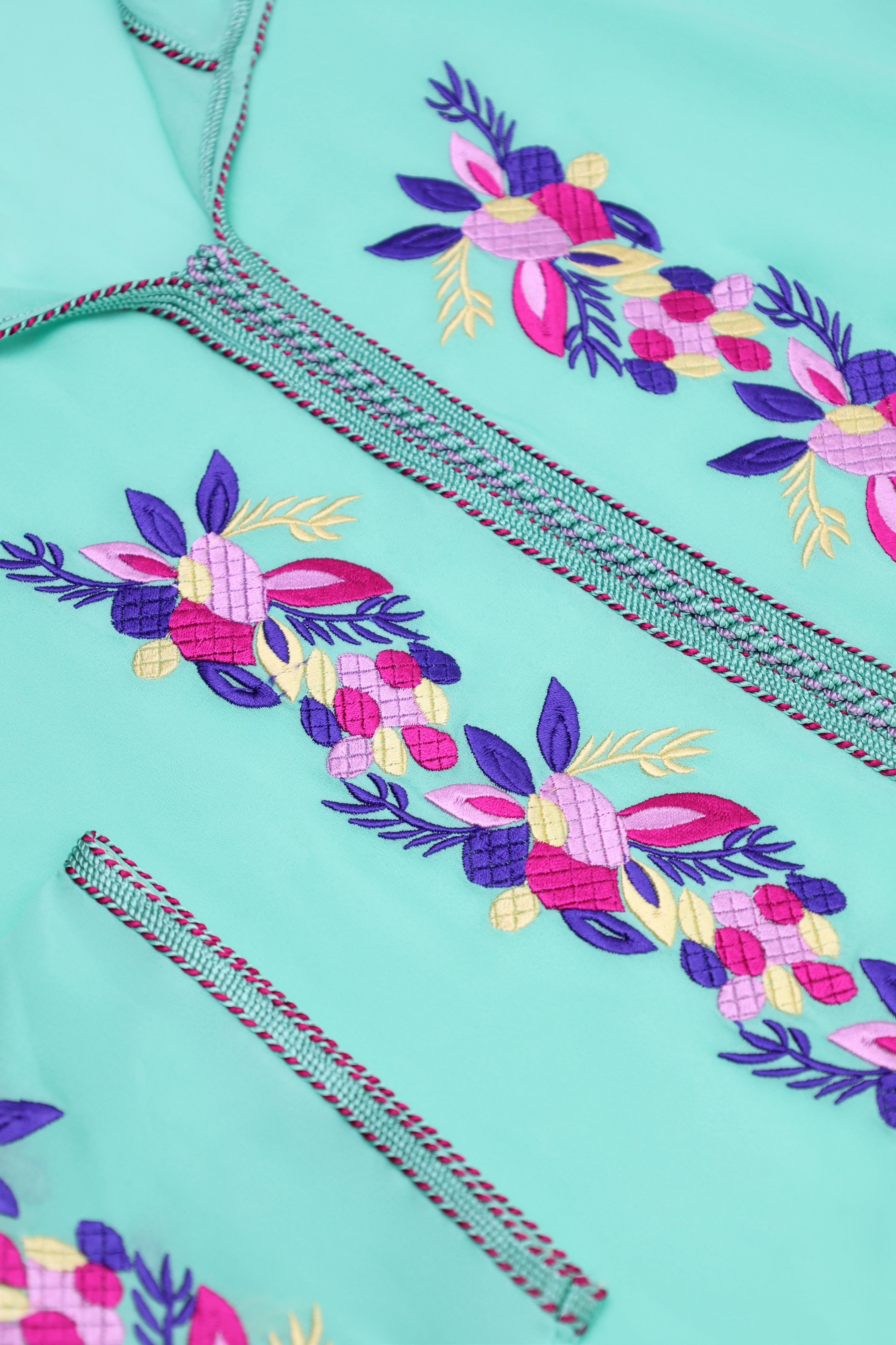 Jellaba - Bleu Tiffany pour fille Thumbnail 3