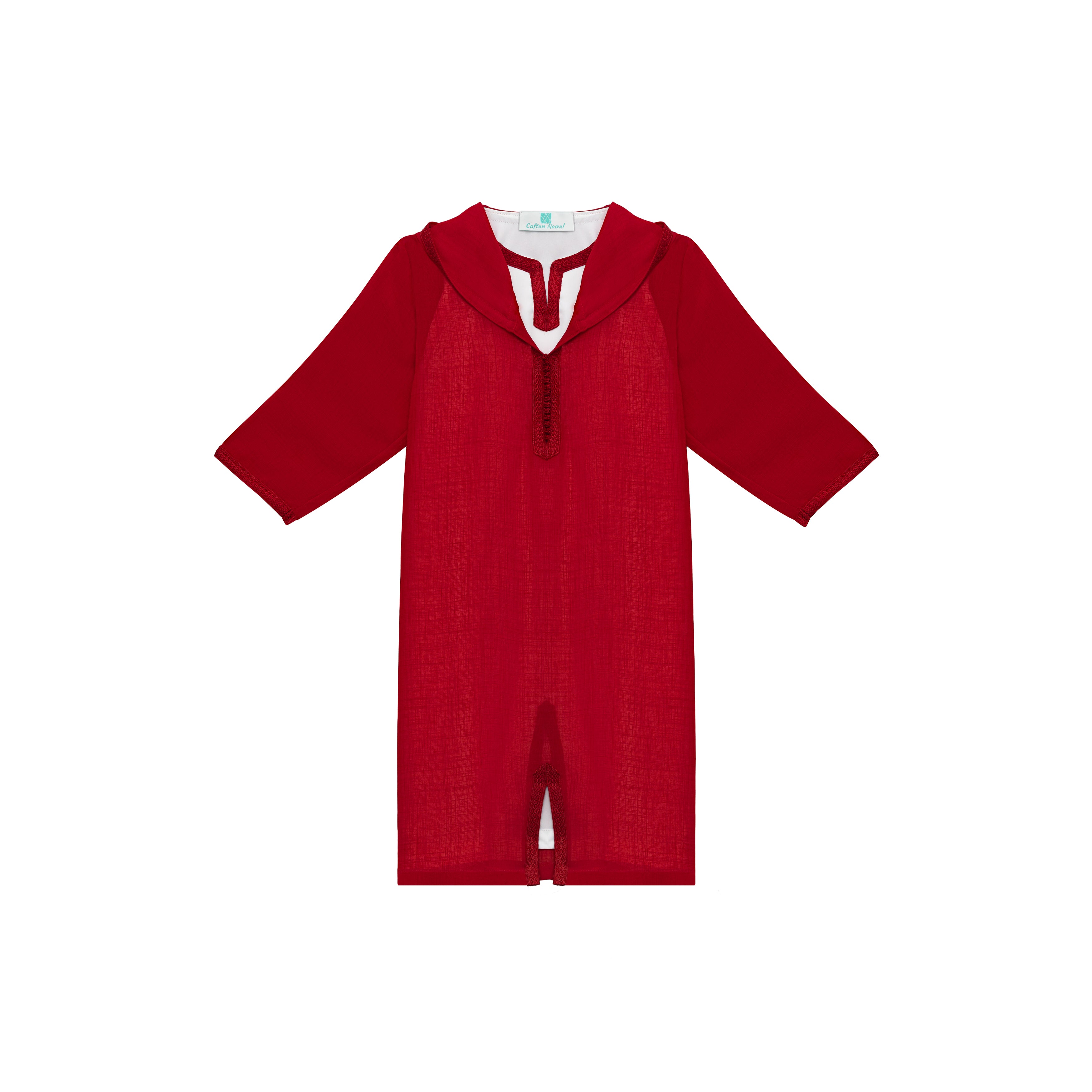 Jellaba Rouge Rubis pour fille — Haute Couture Marocaine Orabeldi