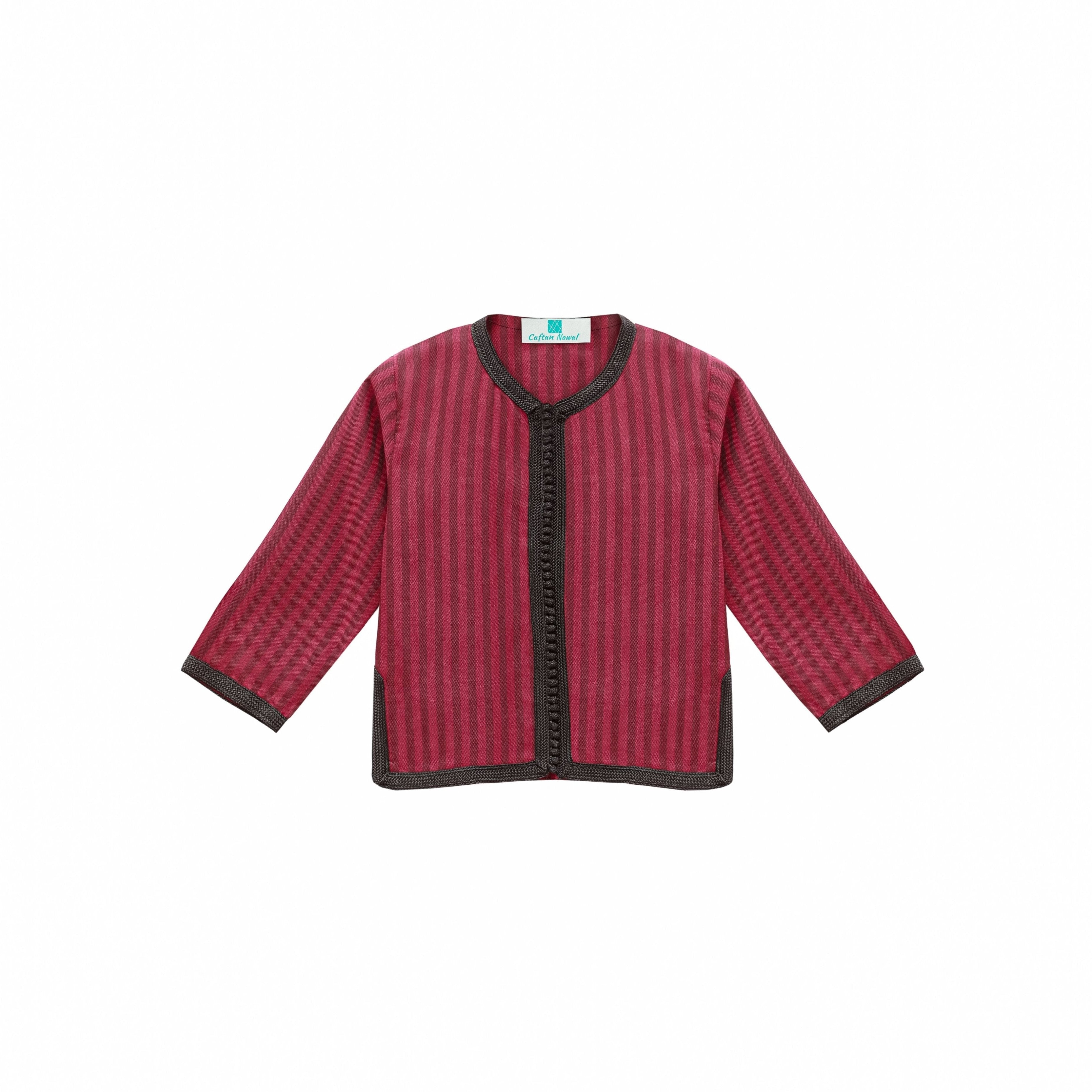 Tunique - Bordeaux rayé pour enfant — Haute Couture Marocaine Orabeldi